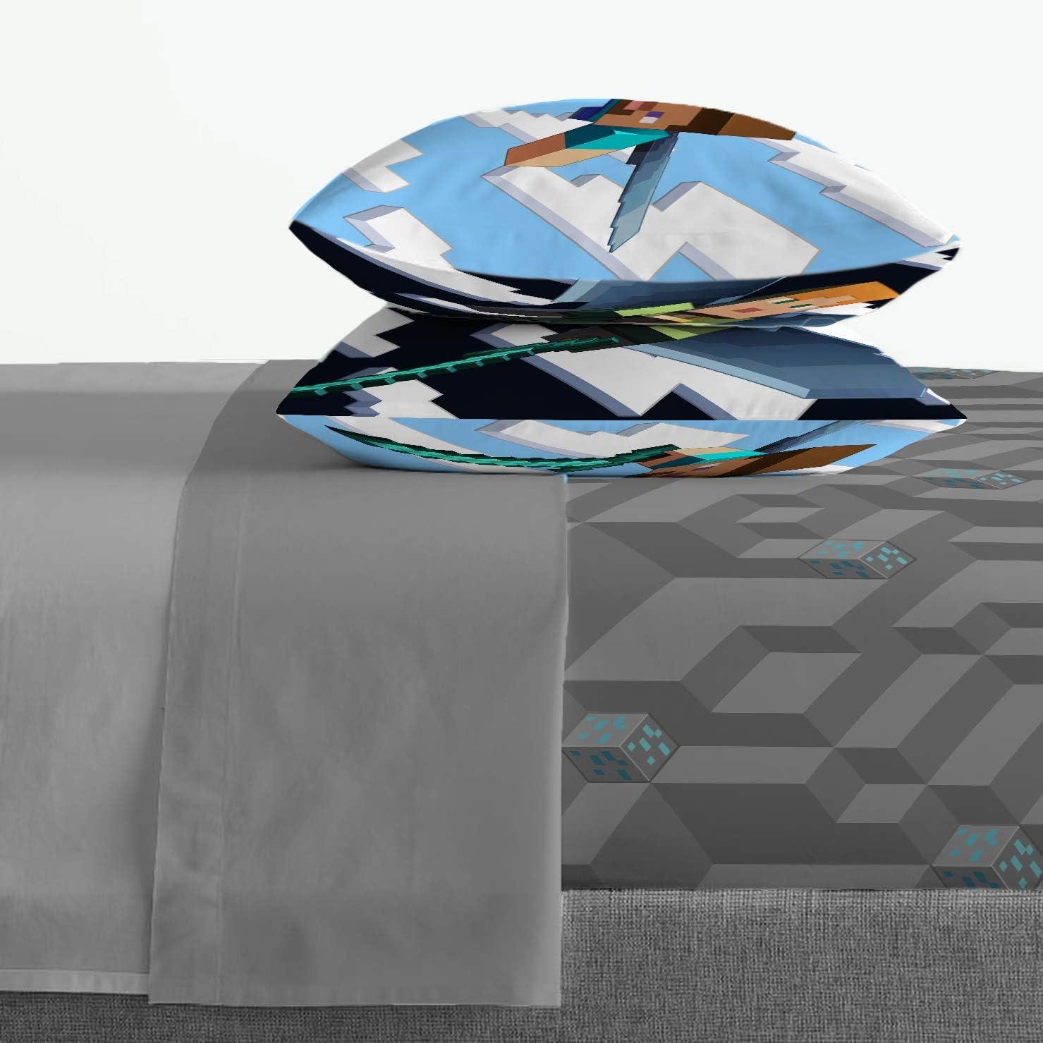 imageJay Franco Bluey amp Bingo 5 Piece Twin Size Bed Set Includes Comforter amp Sheet Set Super Soft Kids Bedding Fade Resistant Microfiber Official Bluey ProductGreen Minecraft