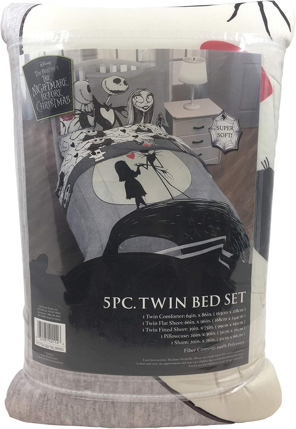 imageJay Franco Bluey amp Bingo 5 Piece Twin Size Bed Set Includes Comforter amp Sheet Set Super Soft Kids Bedding Fade Resistant Microfiber Official Bluey ProductGray Nightmare Before Christmas