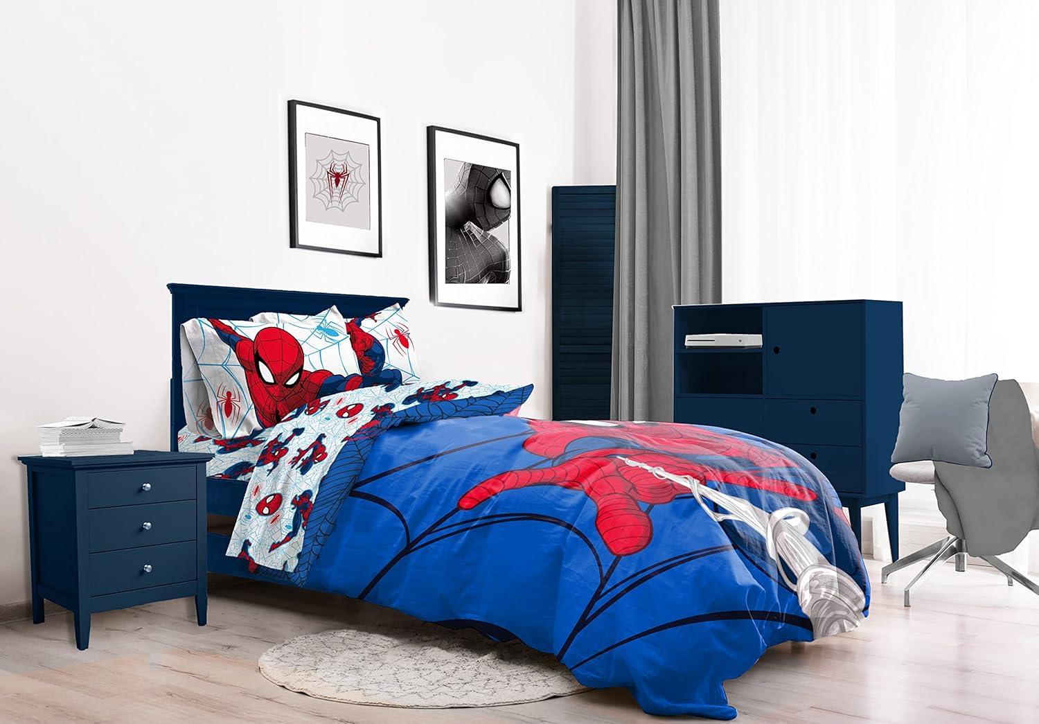 imageJay Franco Bluey amp Bingo 5 Piece Twin Size Bed Set Includes Comforter amp Sheet Set Super Soft Kids Bedding Fade Resistant Microfiber Official Bluey ProductBlue Spiderman