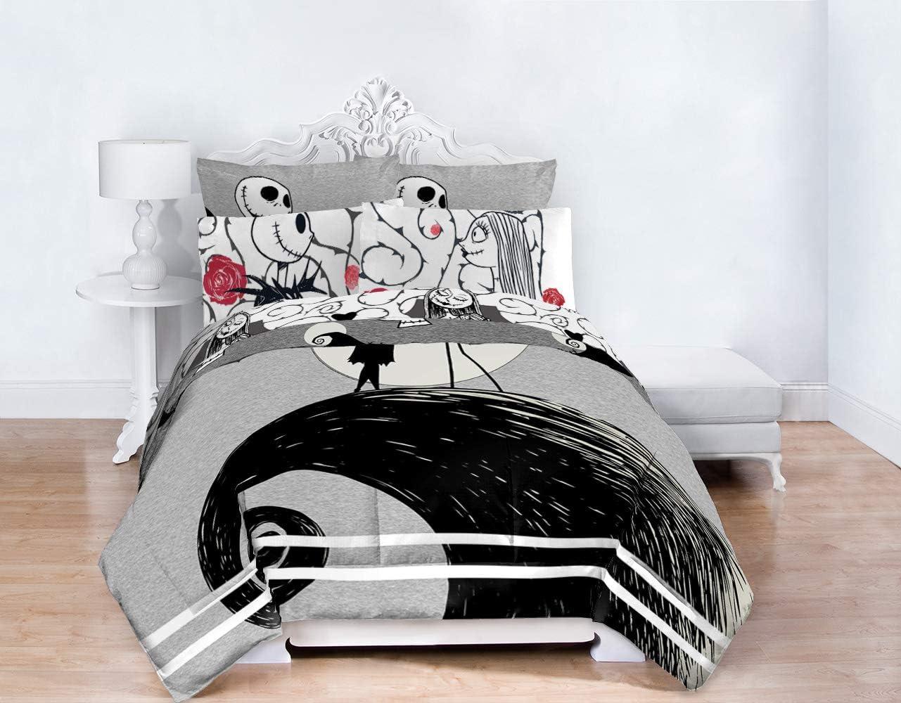 imageJay Franco Bluey amp Bingo 5 Piece Twin Size Bed Set Includes Comforter amp Sheet Set Super Soft Kids Bedding Fade Resistant Microfiber Official Bluey ProductGray Nightmare Before Christmas