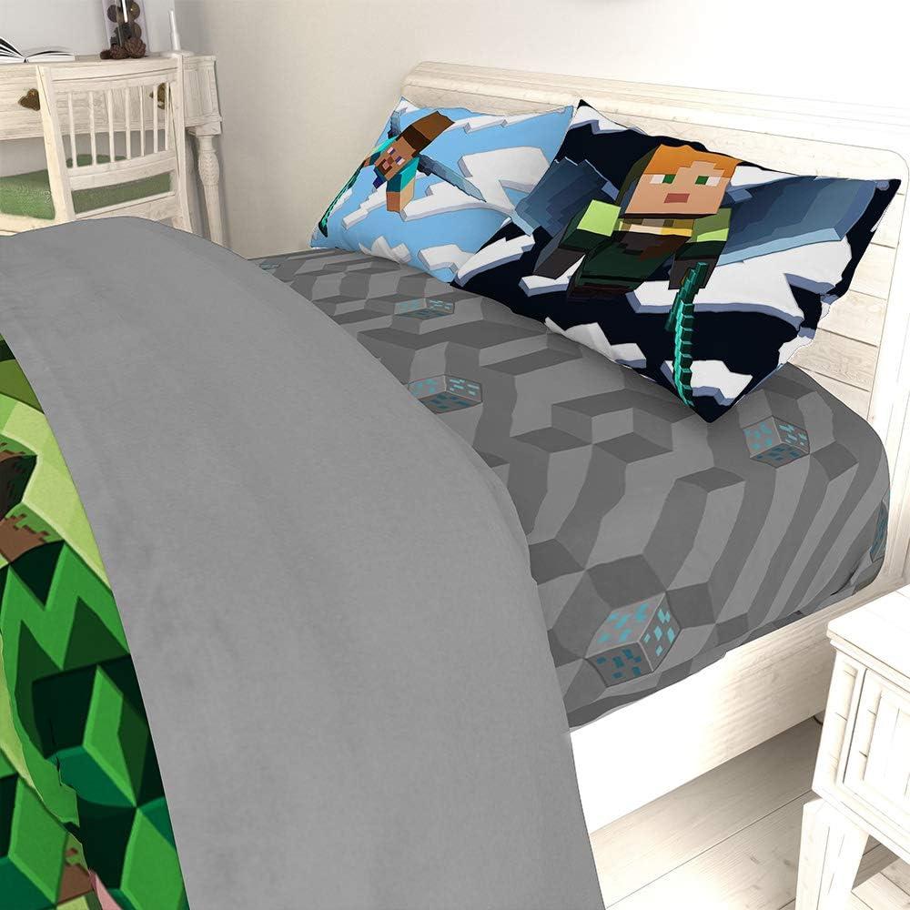 imageJay Franco Bluey amp Bingo 5 Piece Twin Size Bed Set Includes Comforter amp Sheet Set Super Soft Kids Bedding Fade Resistant Microfiber Official Bluey ProductGreen Minecraft