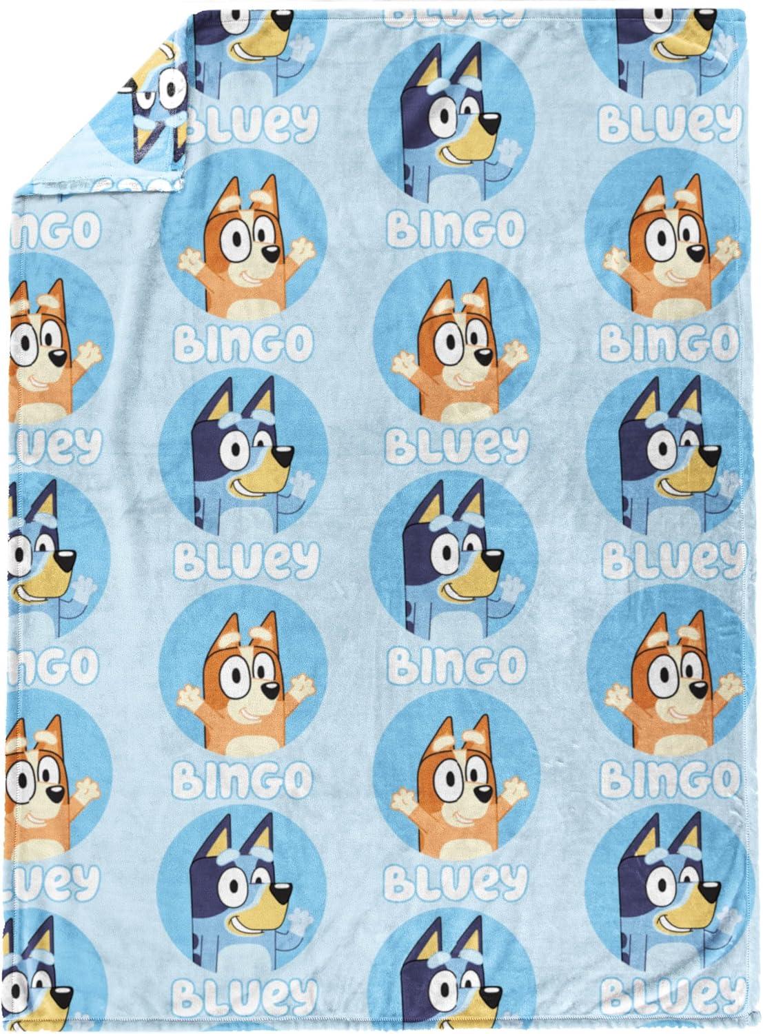 imageJay Franco Bluey amp Bingo Plush Throw Blanket for Boys amp Girls 46 x 60 Soft Fleece Kids Blanket for Bedroom Couch amp Travel Official Licensed ProductBlue Bluey