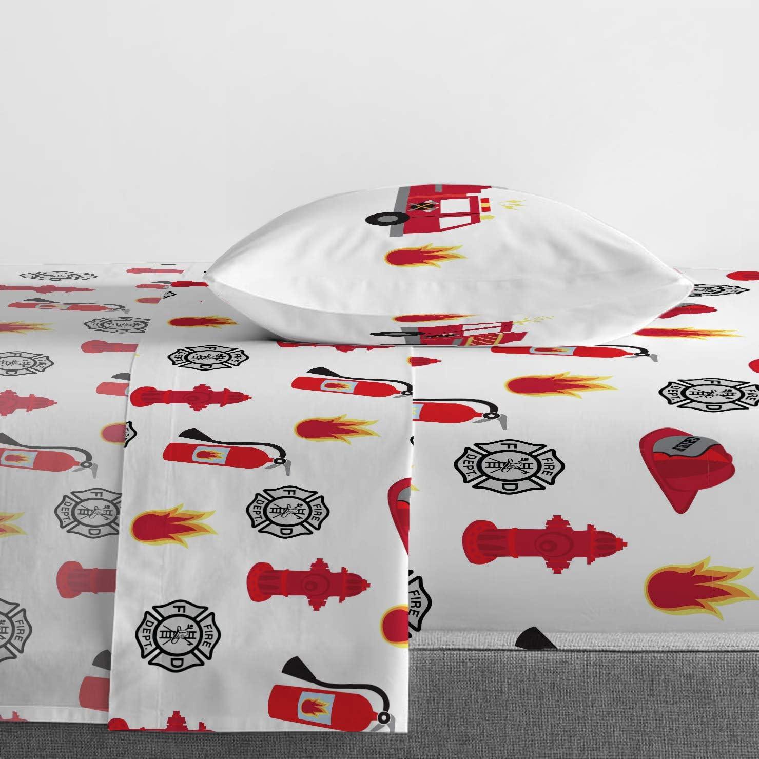 imageJay Franco Bluey amp Bingo Twin Comforter Set 5 Piece Bed Set Includes Sheet Set amp Pillow Covers Super Soft Clouds amp Stars Kids BeddingBlue Fire Truck