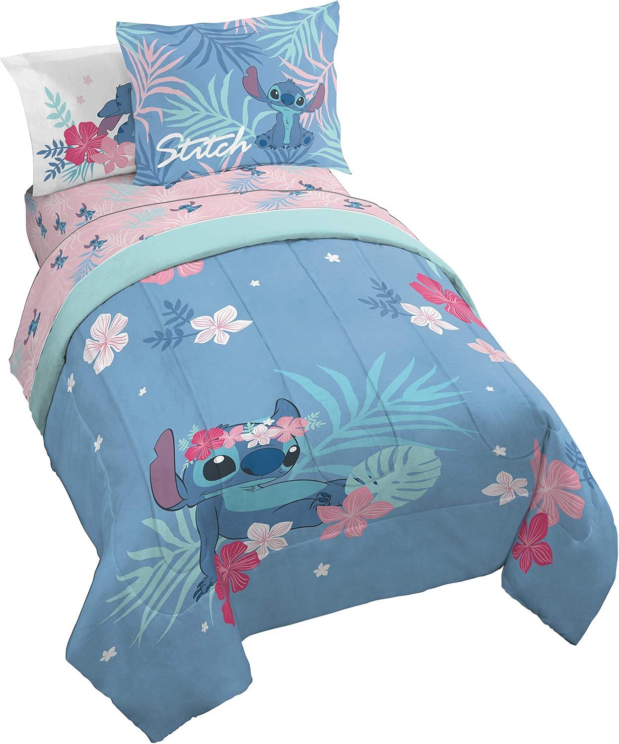 imageJay Franco Bluey amp Bingo Twin Comforter Set 5 Piece Bed Set Includes Sheet Set amp Pillow Covers Super Soft Clouds amp Stars Kids BeddingBlue Lilo Stitch