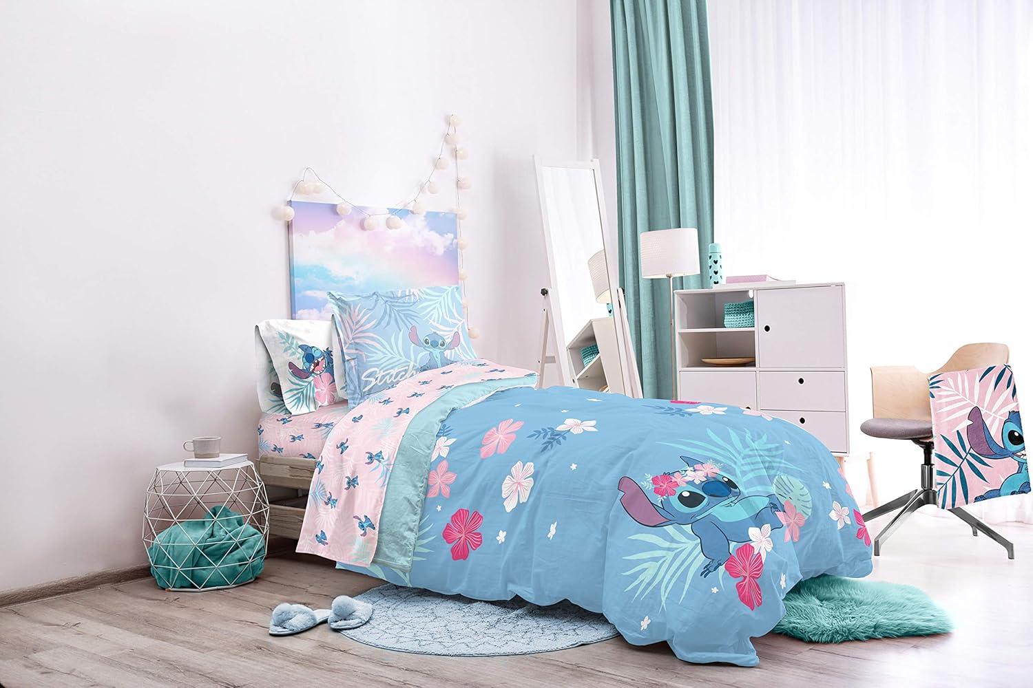 imageJay Franco Bluey amp Bingo Twin Comforter Set 5 Piece Bed Set Includes Sheet Set amp Pillow Covers Super Soft Clouds amp Stars Kids BeddingBlue Lilo Stitch