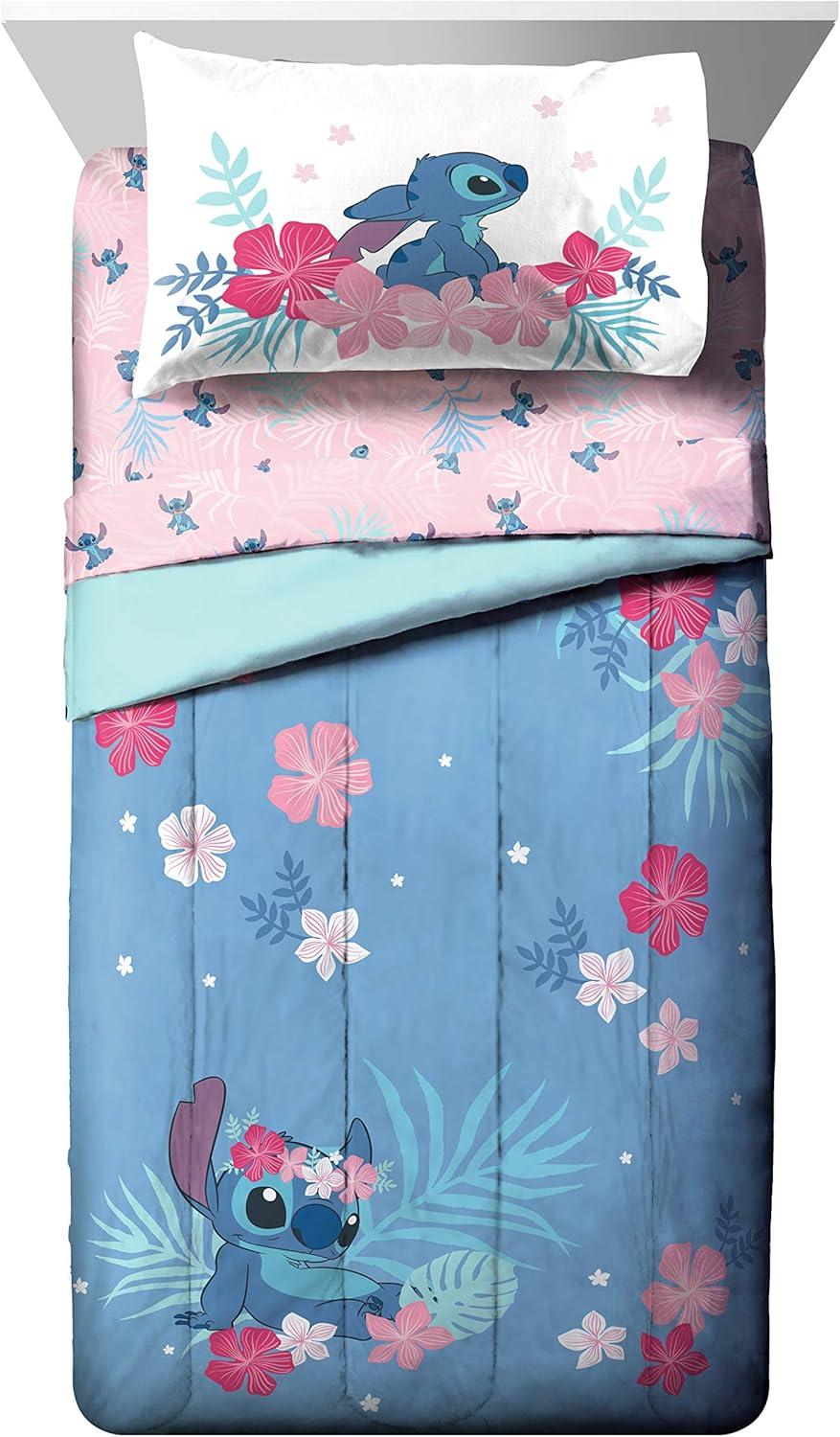 imageJay Franco Bluey amp Bingo Twin Comforter Set 5 Piece Bed Set Includes Sheet Set amp Pillow Covers Super Soft Clouds amp Stars Kids BeddingBlue Lilo Stitch