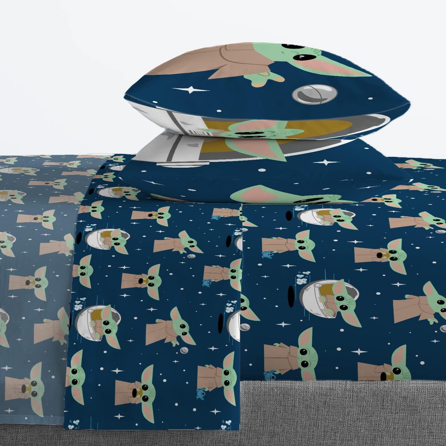imageJay Franco Bluey amp Bingo Twin Comforter Set 5 Piece Bed Set Includes Sheet Set amp Pillow Covers Super Soft Clouds amp Stars Kids BeddingGray Mandalorian
