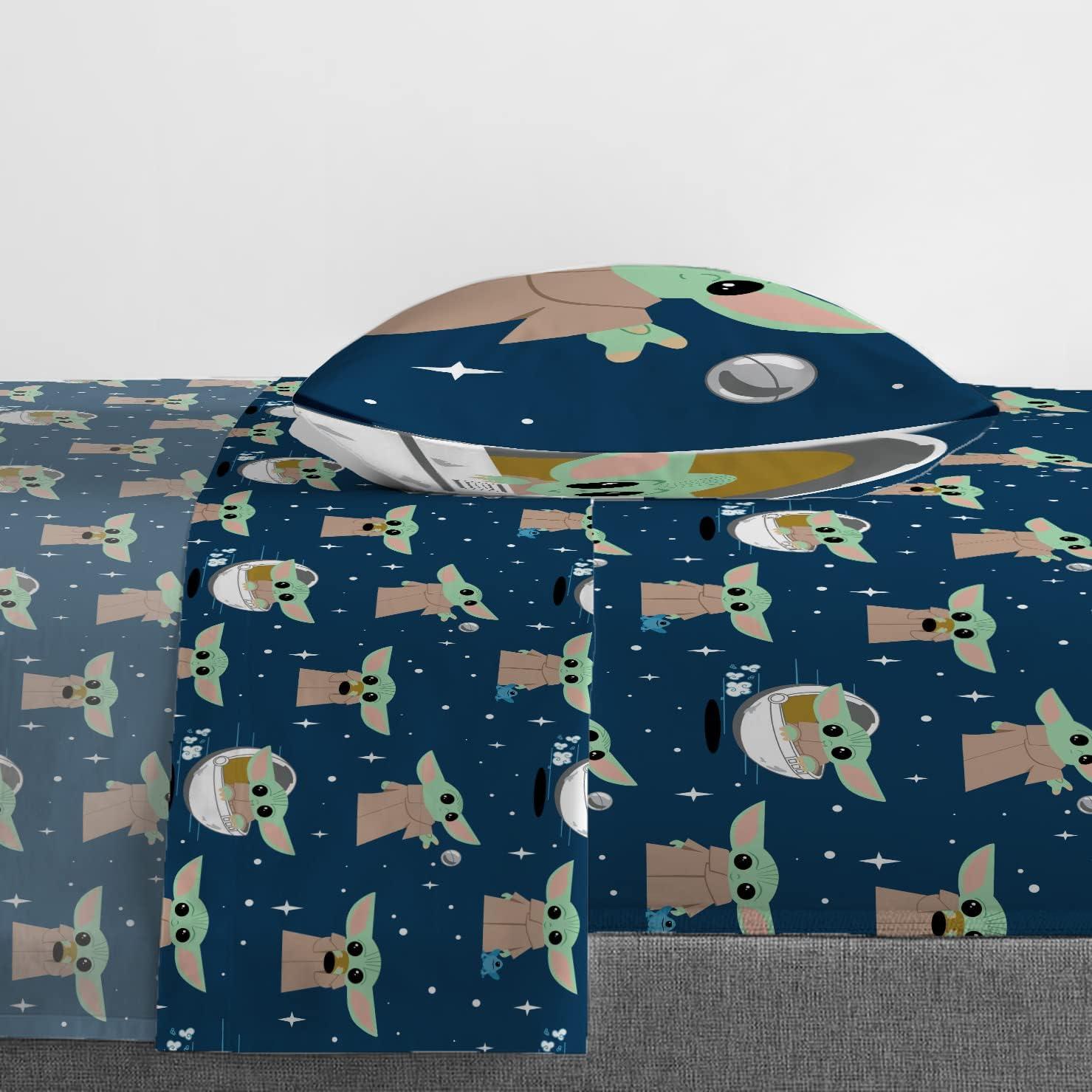 imageJay Franco Bluey amp Bingo Twin Comforter Set 5 Piece Bed Set Includes Sheet Set amp Pillow Covers Super Soft Clouds amp Stars Kids BeddingGray Mandalorian