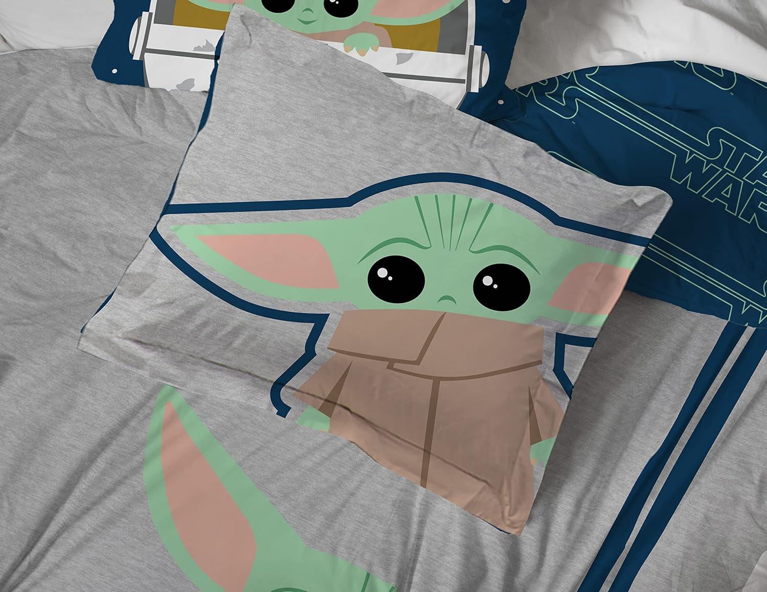 imageJay Franco Bluey amp Bingo Twin Comforter Set 5 Piece Bed Set Includes Sheet Set amp Pillow Covers Super Soft Clouds amp Stars Kids BeddingGray Mandalorian