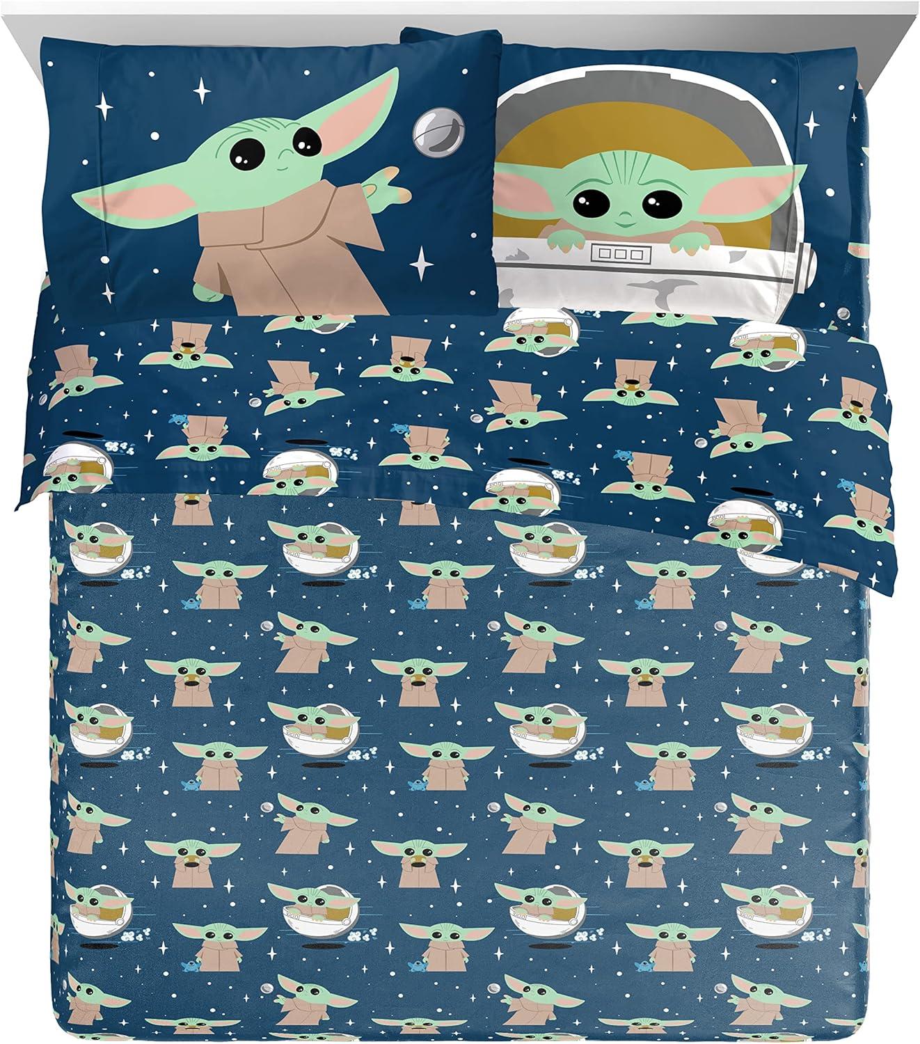 imageJay Franco Bluey amp Bingo Twin Comforter Set 5 Piece Bed Set Includes Sheet Set amp Pillow Covers Super Soft Clouds amp Stars Kids BeddingGray Mandalorian