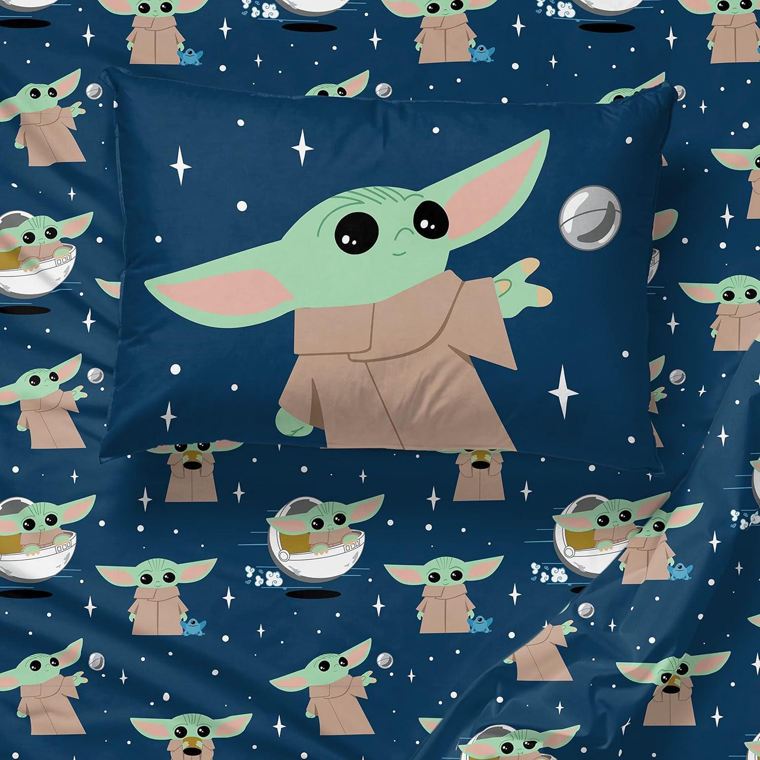 imageJay Franco Bluey amp Bingo Twin Comforter Set 5 Piece Bed Set Includes Sheet Set amp Pillow Covers Super Soft Clouds amp Stars Kids BeddingGray Mandalorian