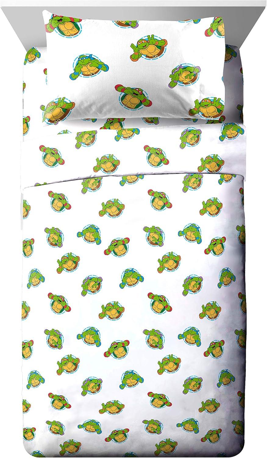 imageJay Franco Bluey amp Bingo Twin Comforter Set 5 Piece Bed Set Includes Sheet Set amp Pillow Covers Super Soft Clouds amp Stars Kids BeddingGreen Tmnt