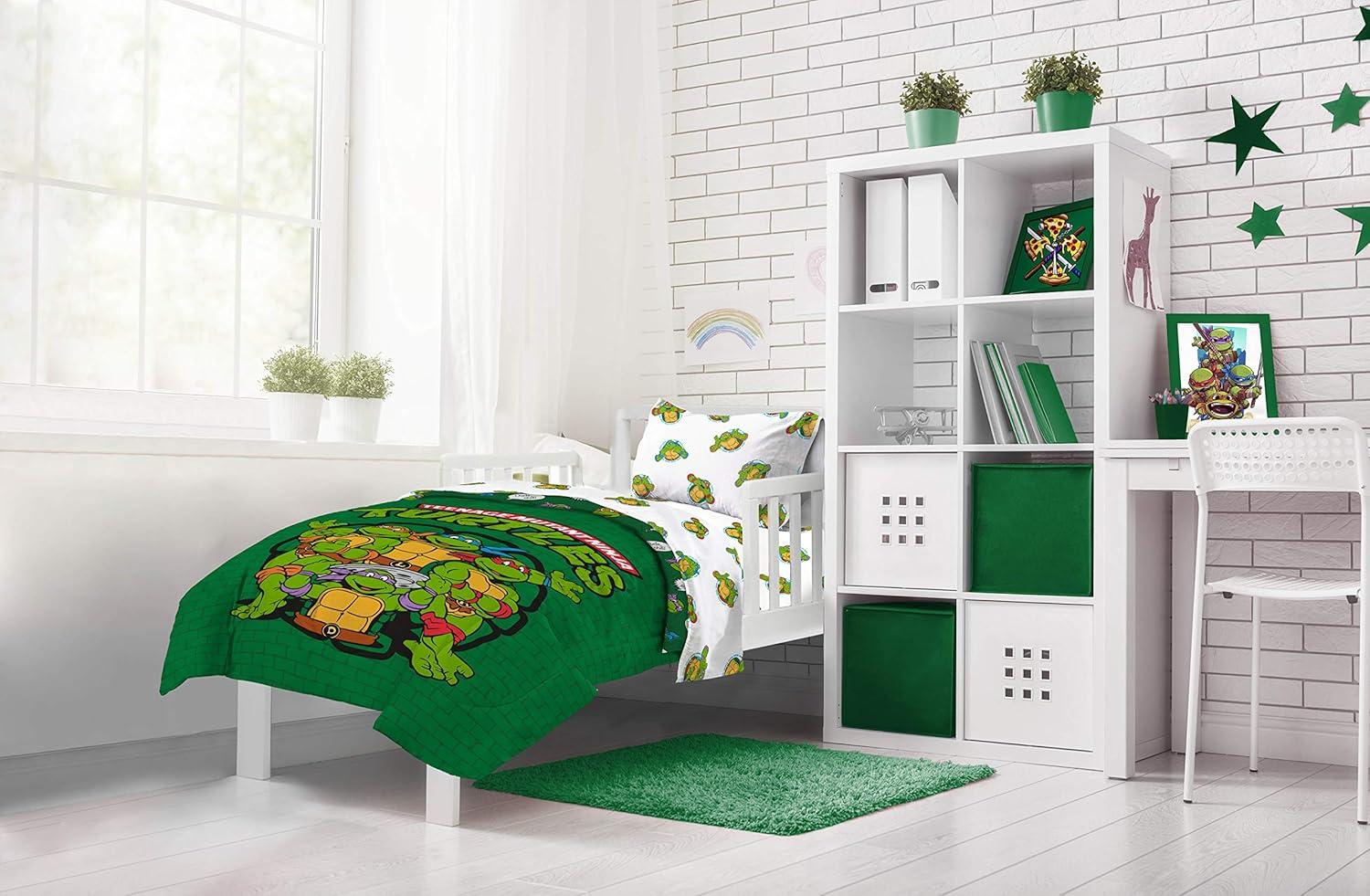 imageJay Franco Bluey amp Bingo Twin Comforter Set 5 Piece Bed Set Includes Sheet Set amp Pillow Covers Super Soft Clouds amp Stars Kids BeddingGreen Tmnt
