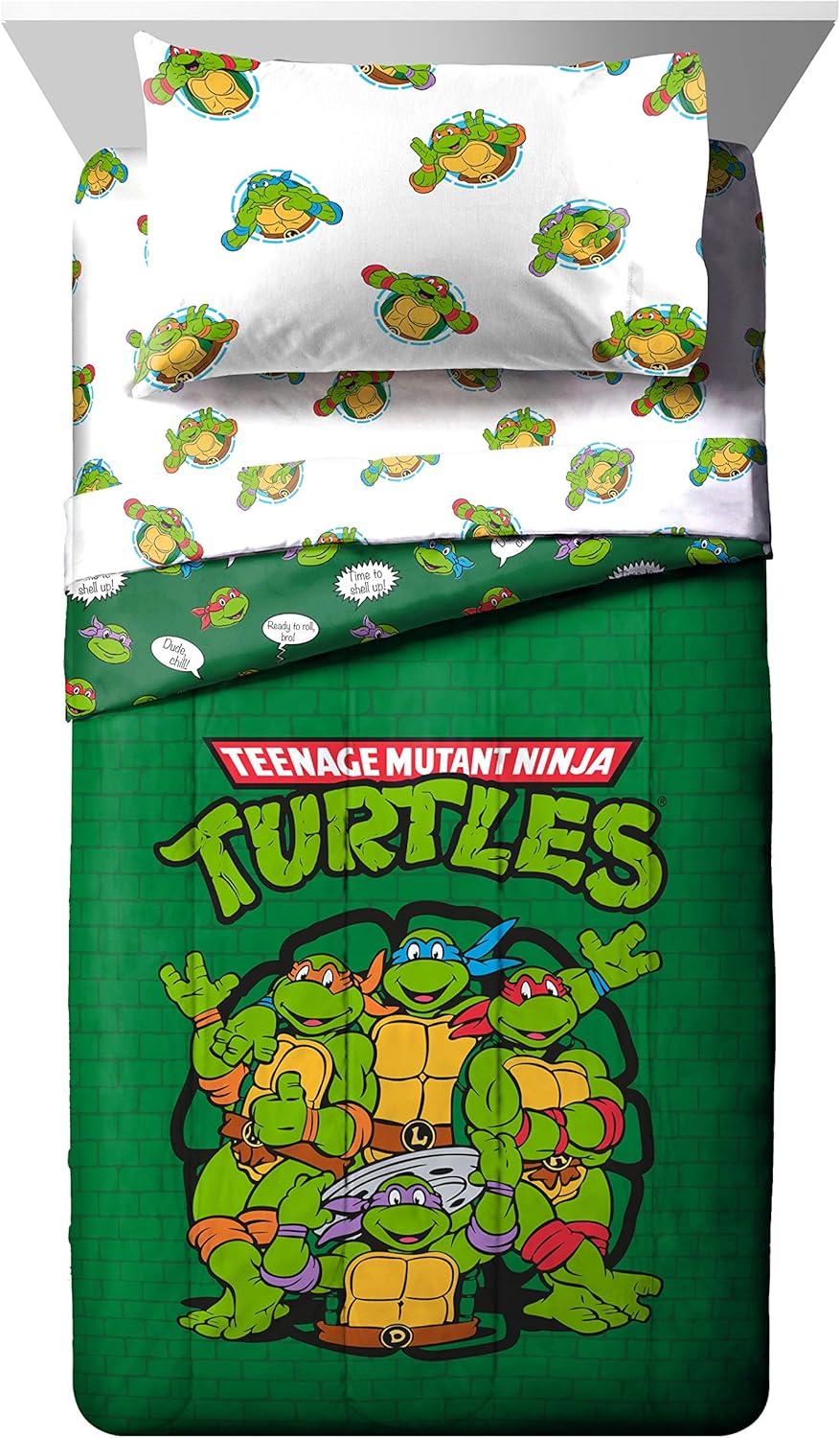 imageJay Franco Bluey amp Bingo Twin Comforter Set 5 Piece Bed Set Includes Sheet Set amp Pillow Covers Super Soft Clouds amp Stars Kids BeddingGreen Tmnt