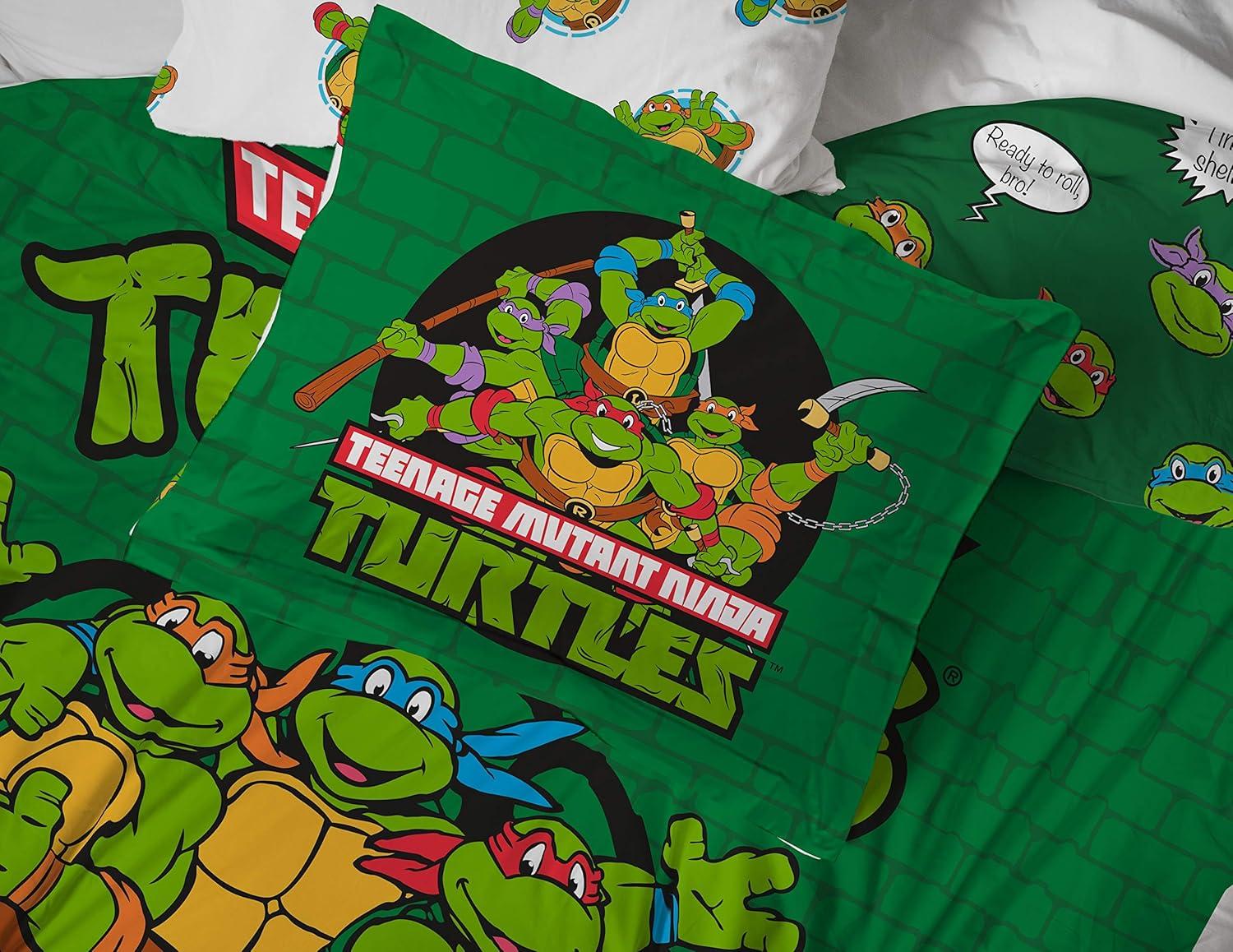 imageJay Franco Bluey amp Bingo Twin Comforter Set 5 Piece Bed Set Includes Sheet Set amp Pillow Covers Super Soft Clouds amp Stars Kids BeddingGreen Tmnt