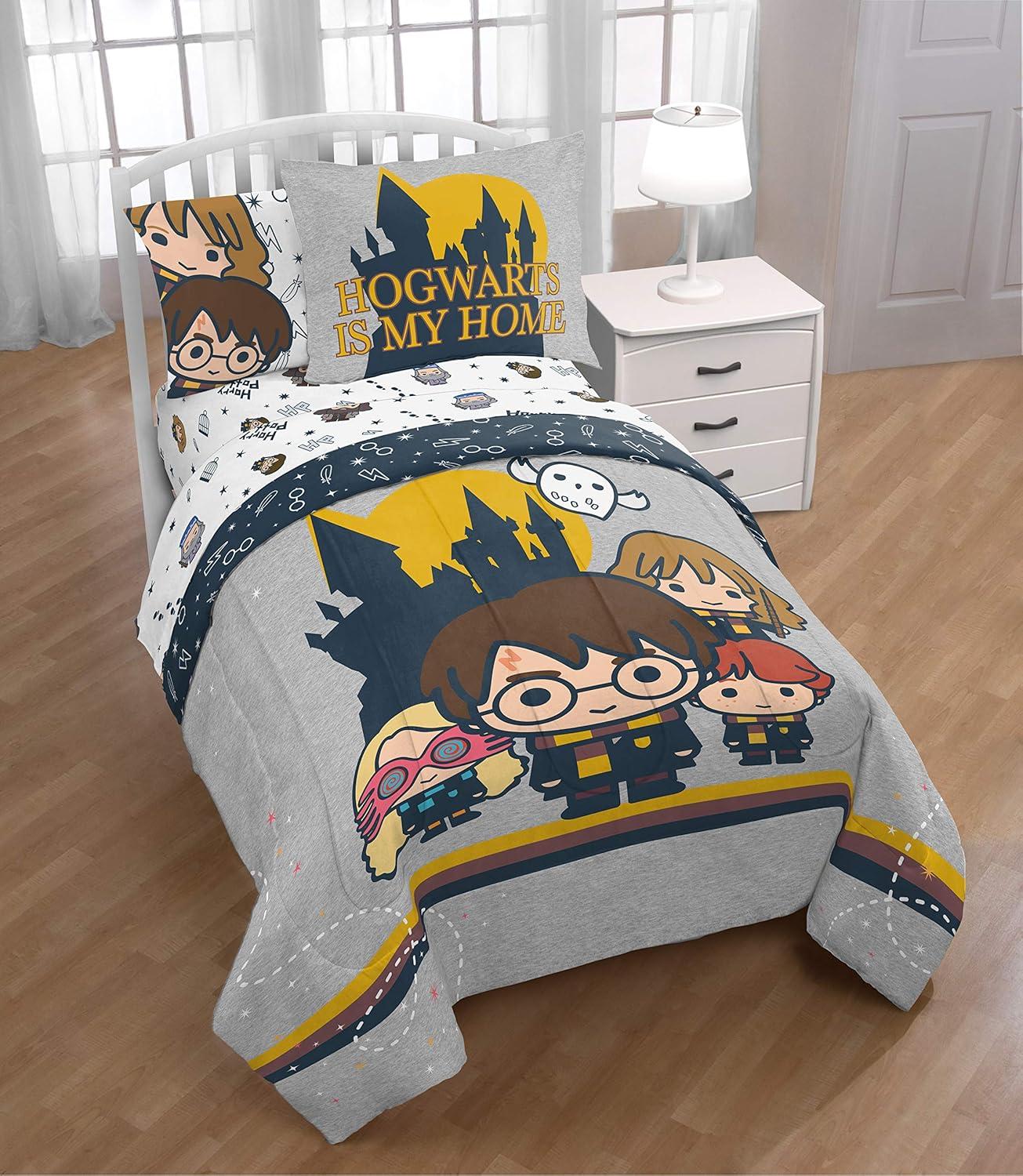 imageJay Franco Bluey amp Bingo Twin Comforter Set 5 Piece Bed Set Includes Sheet Set amp Pillow Covers Super Soft Clouds amp Stars Kids BeddingHarry Potter Charms