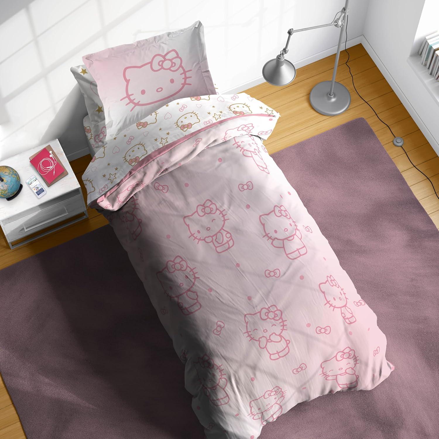 imageJay Franco Bluey amp Bingo Twin Comforter Set 5 Piece Bed Set Includes Sheet Set amp Pillow Covers Super Soft Clouds amp Stars Kids BeddingPink Hello Kitty