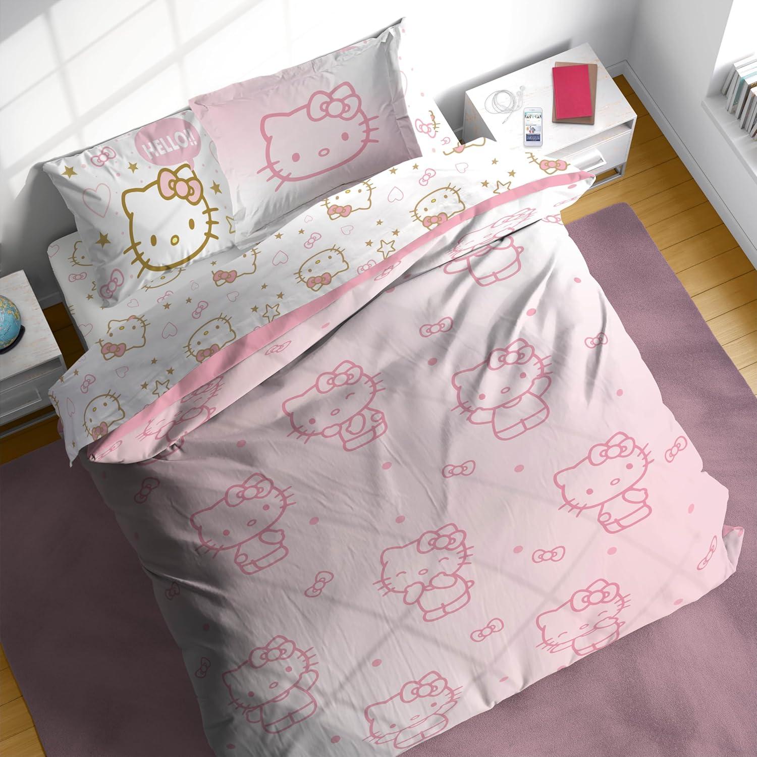 imageJay Franco Bluey amp Bingo Twin Comforter Set 5 Piece Bed Set Includes Sheet Set amp Pillow Covers Super Soft Clouds amp Stars Kids BeddingPink Hello Kitty