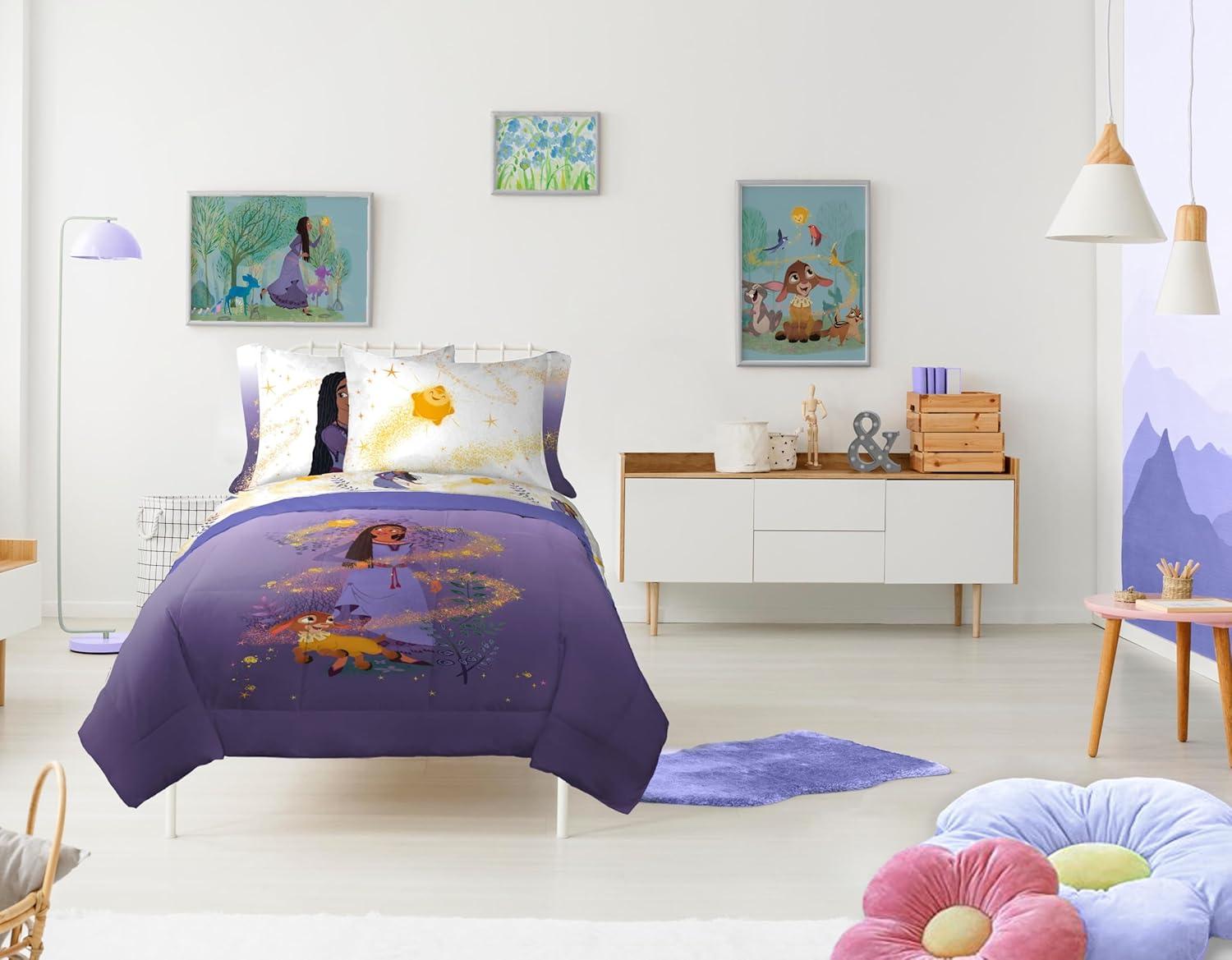 imageJay Franco Bluey amp Bingo Twin Comforter Set 5 Piece Bed Set Includes Sheet Set amp Pillow Covers Super Soft Clouds amp Stars Kids BeddingPurple Wish