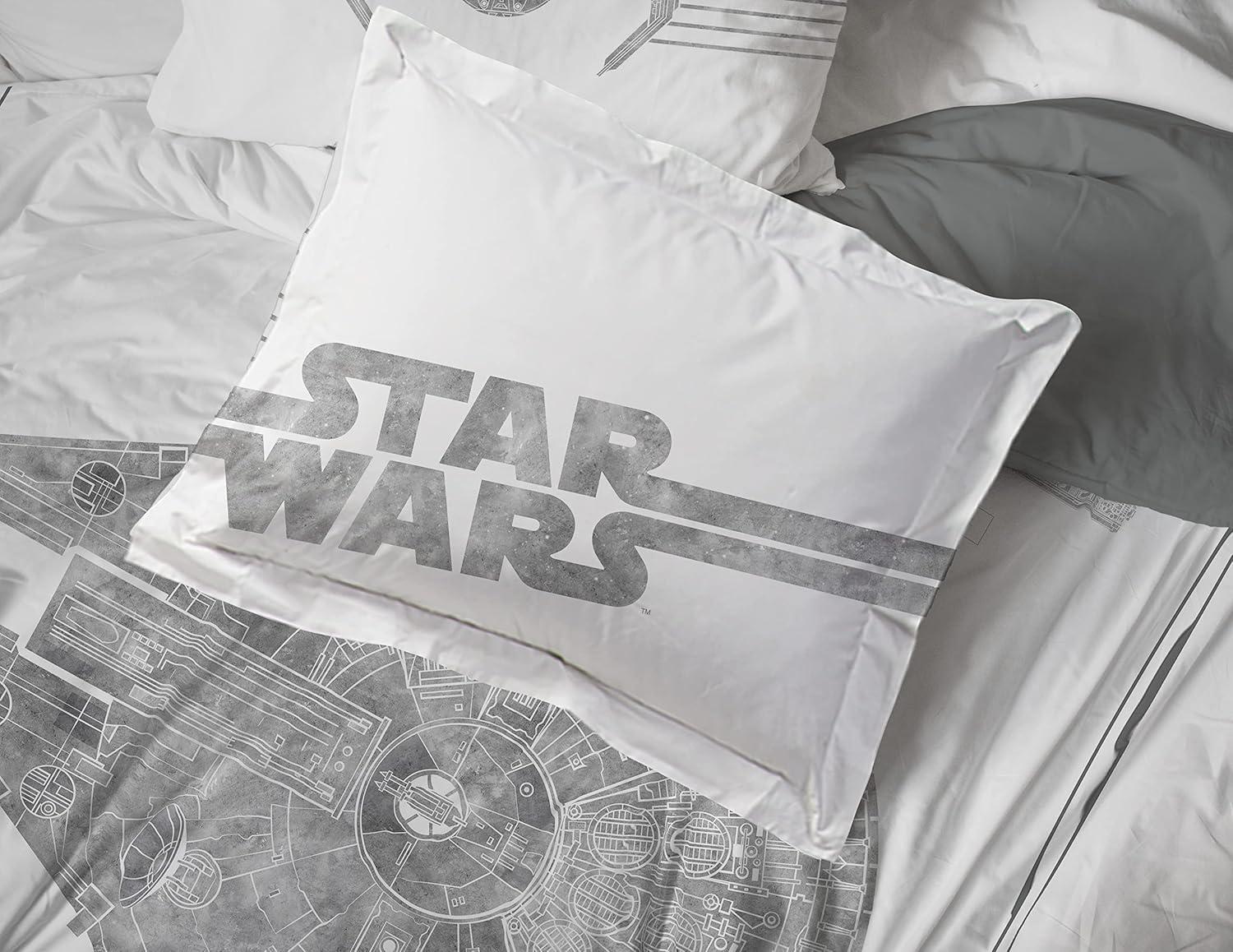 imageJay Franco Bluey amp Bingo Twin Comforter Set 5 Piece Bed Set Includes Sheet Set amp Pillow Covers Super Soft Clouds amp Stars Kids BeddingWhite Star Wars