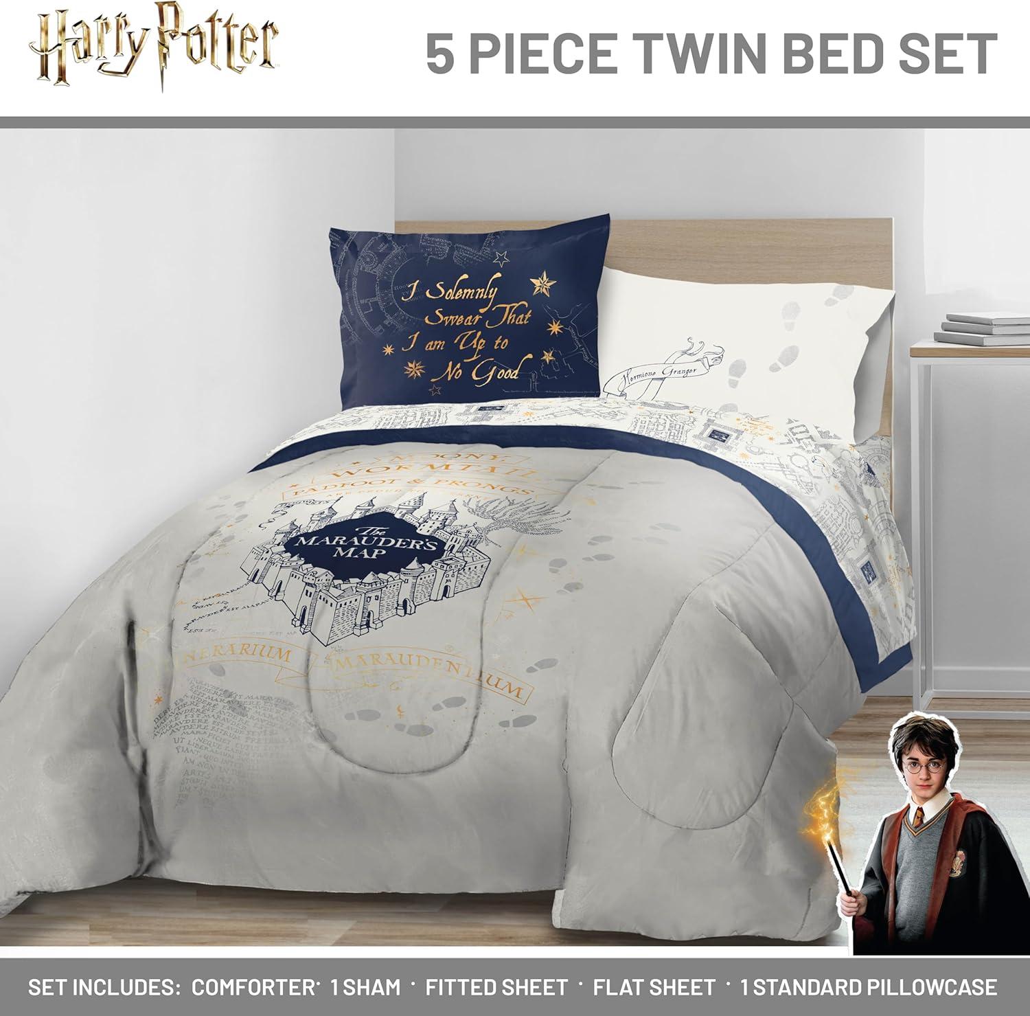 imageJay Franco Kids Comforter Set Includes Sheets and Pillow Covers Soft and Cozy Bed Set for Stylish Room Decor Blue Bluey 5 Piece Twin Size BeddingBeige Harry Potter