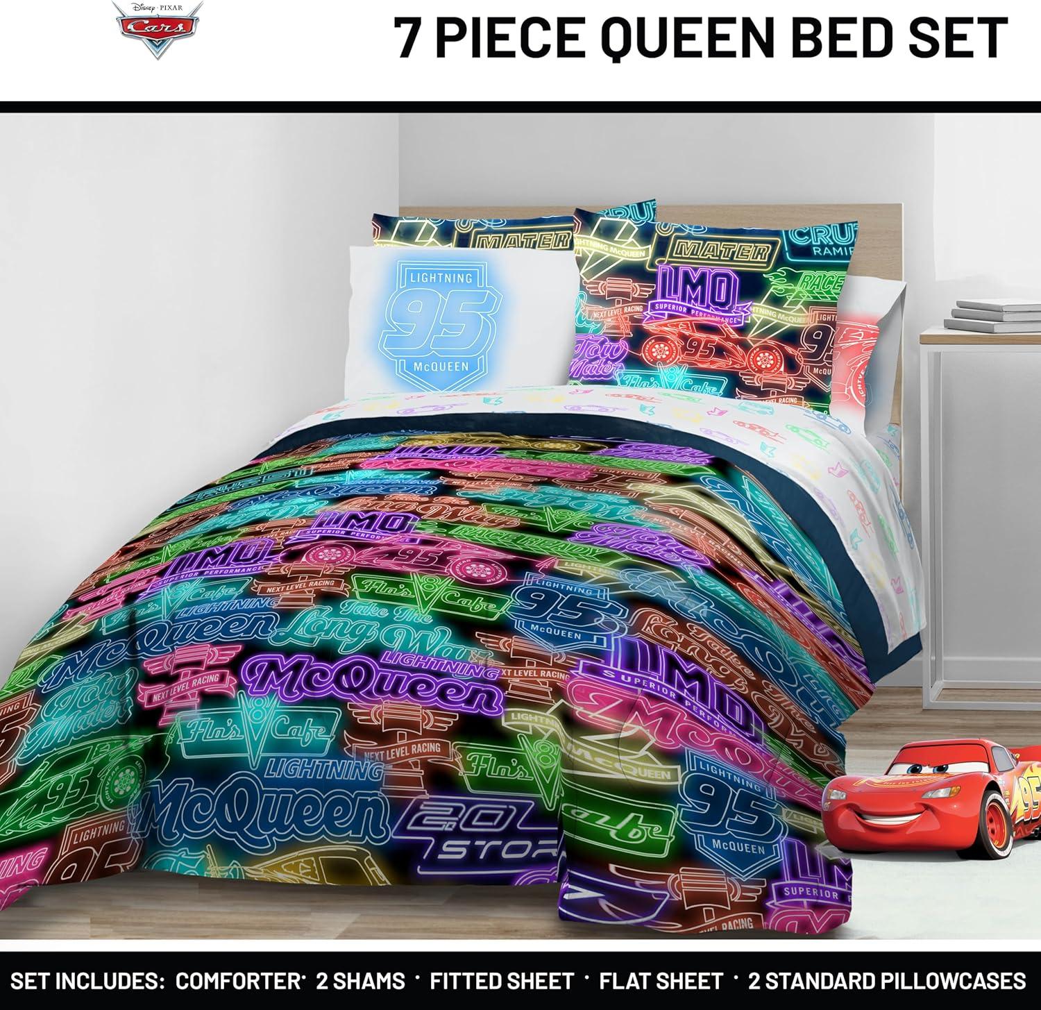imageJay Franco Kids Comforter Set Includes Sheets and Pillow Covers Soft and Cozy Bed Set for Stylish Room Decor Blue Bluey 5 Piece Twin Size BeddingBlack Cars
