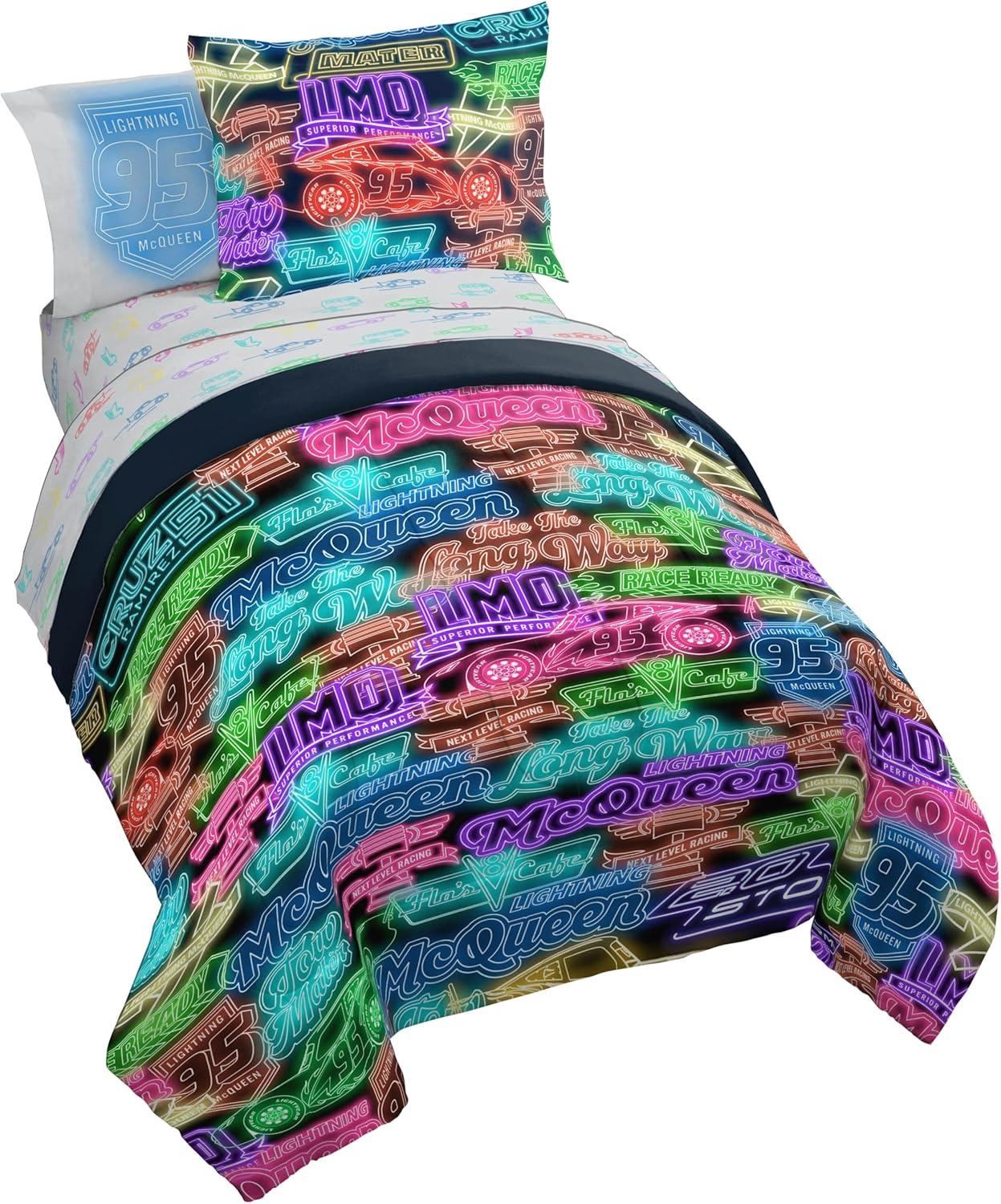 imageJay Franco Kids Comforter Set Includes Sheets and Pillow Covers Soft and Cozy Bed Set for Stylish Room Decor Blue Bluey 5 Piece Twin Size BeddingBlack Cars