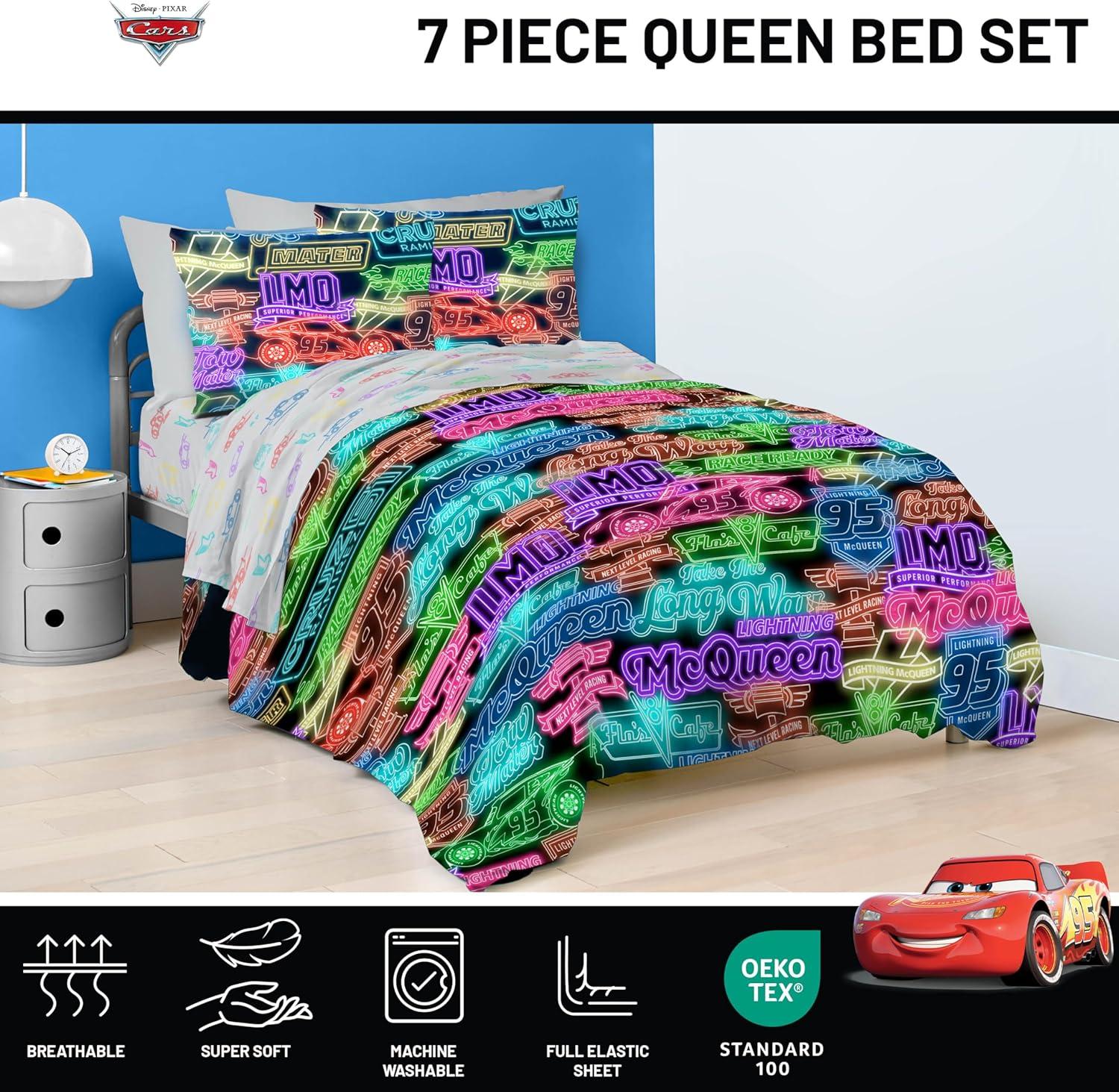 imageJay Franco Kids Comforter Set Includes Sheets and Pillow Covers Soft and Cozy Bed Set for Stylish Room Decor Blue Bluey 5 Piece Twin Size BeddingBlack Cars