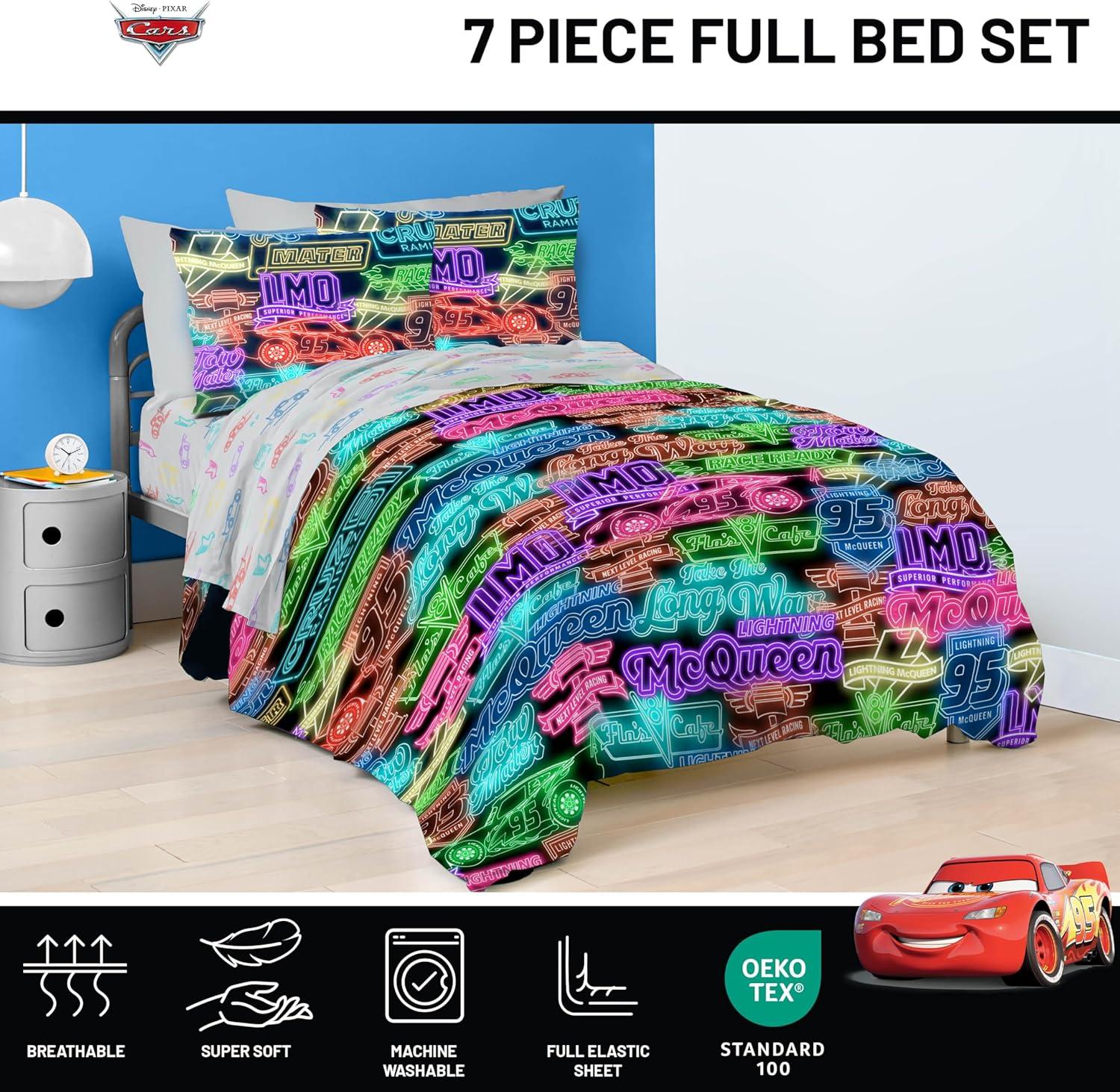 imageJay Franco Kids Comforter Set Includes Sheets and Pillow Covers Soft and Cozy Bed Set for Stylish Room Decor Blue Bluey 5 Piece Twin Size BeddingBlack Cars