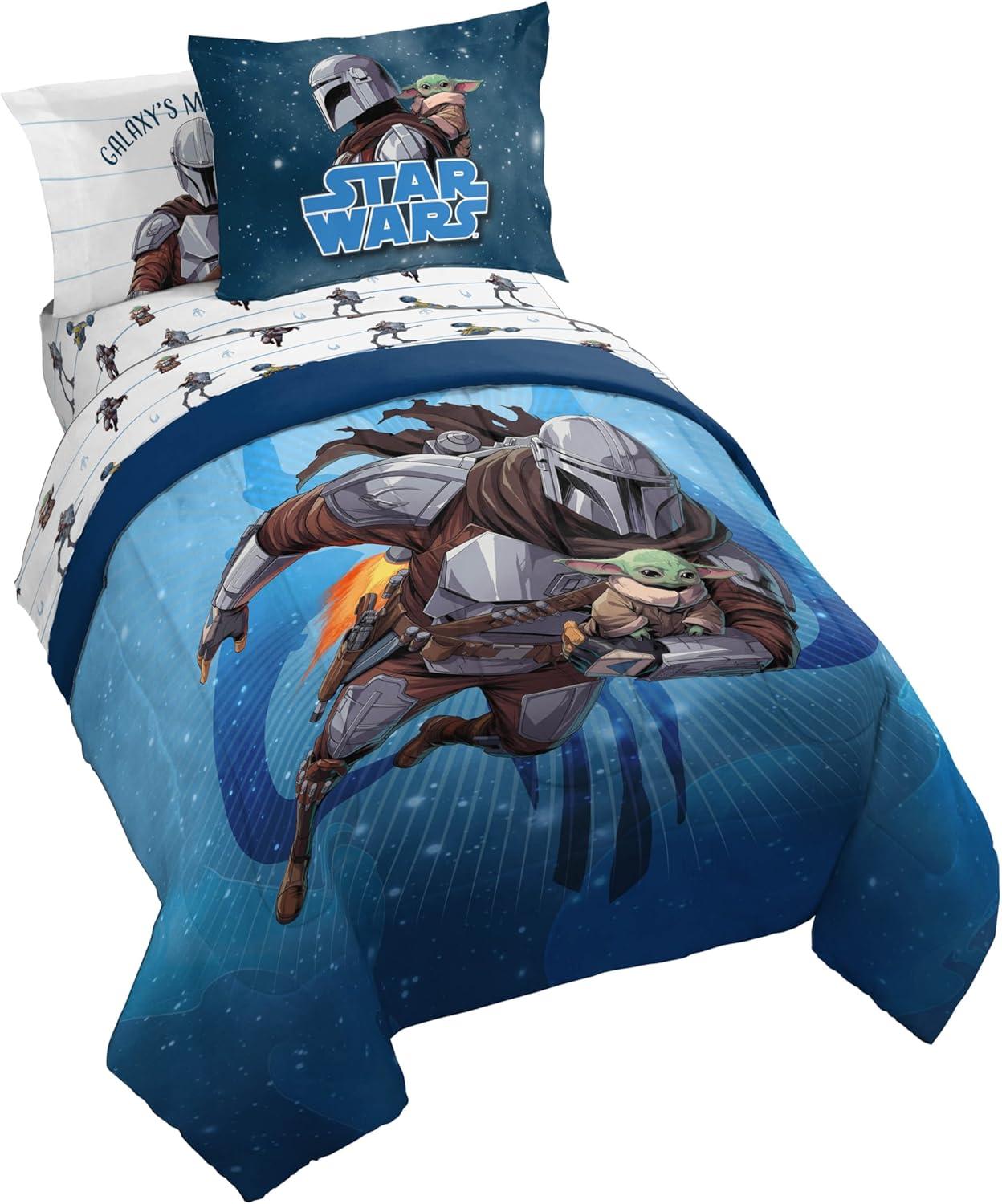 imageJay Franco Kids Comforter Set Includes Sheets and Pillow Covers Soft and Cozy Bed Set for Stylish Room Decor Blue Bluey 5 Piece Twin Size BeddingBlue the Mandalorian
