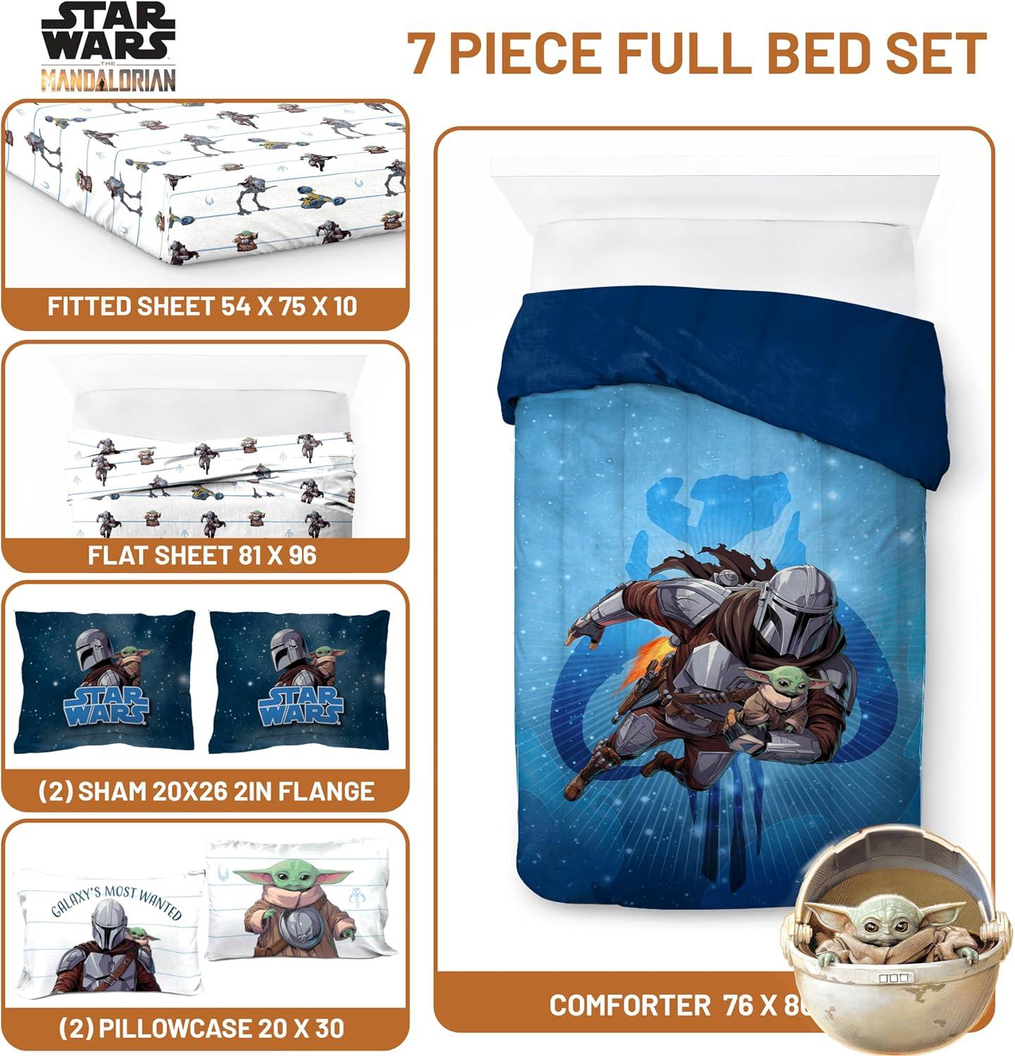 imageJay Franco Kids Comforter Set Includes Sheets and Pillow Covers Soft and Cozy Bed Set for Stylish Room Decor Blue Bluey 5 Piece Twin Size BeddingBlue the Mandalorian