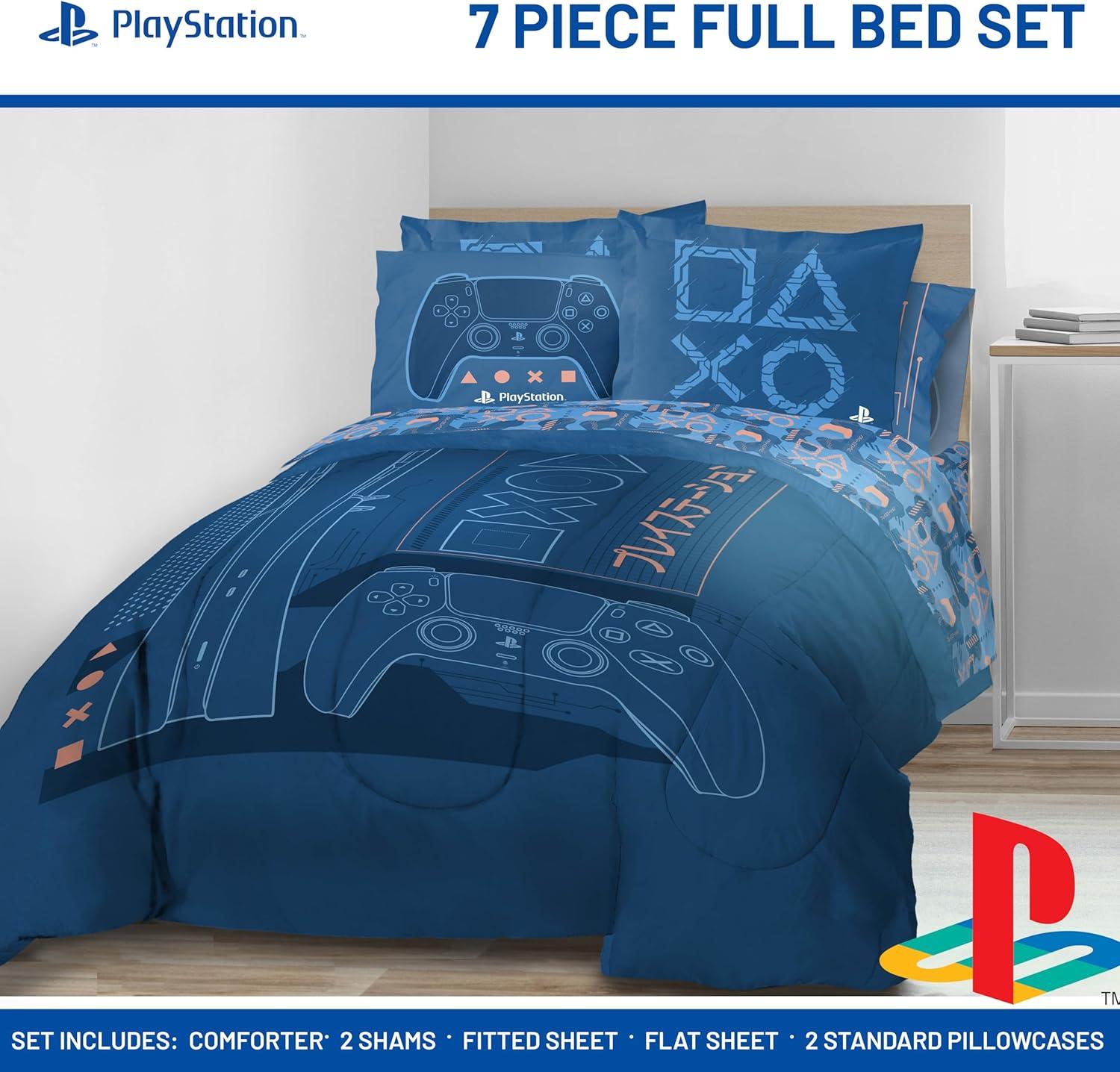 imageJay Franco Kids Comforter Set Includes Sheets and Pillow Covers Soft and Cozy Bed Set for Stylish Room Decor Blue Bluey 5 Piece Twin Size BeddingBlue Playstation