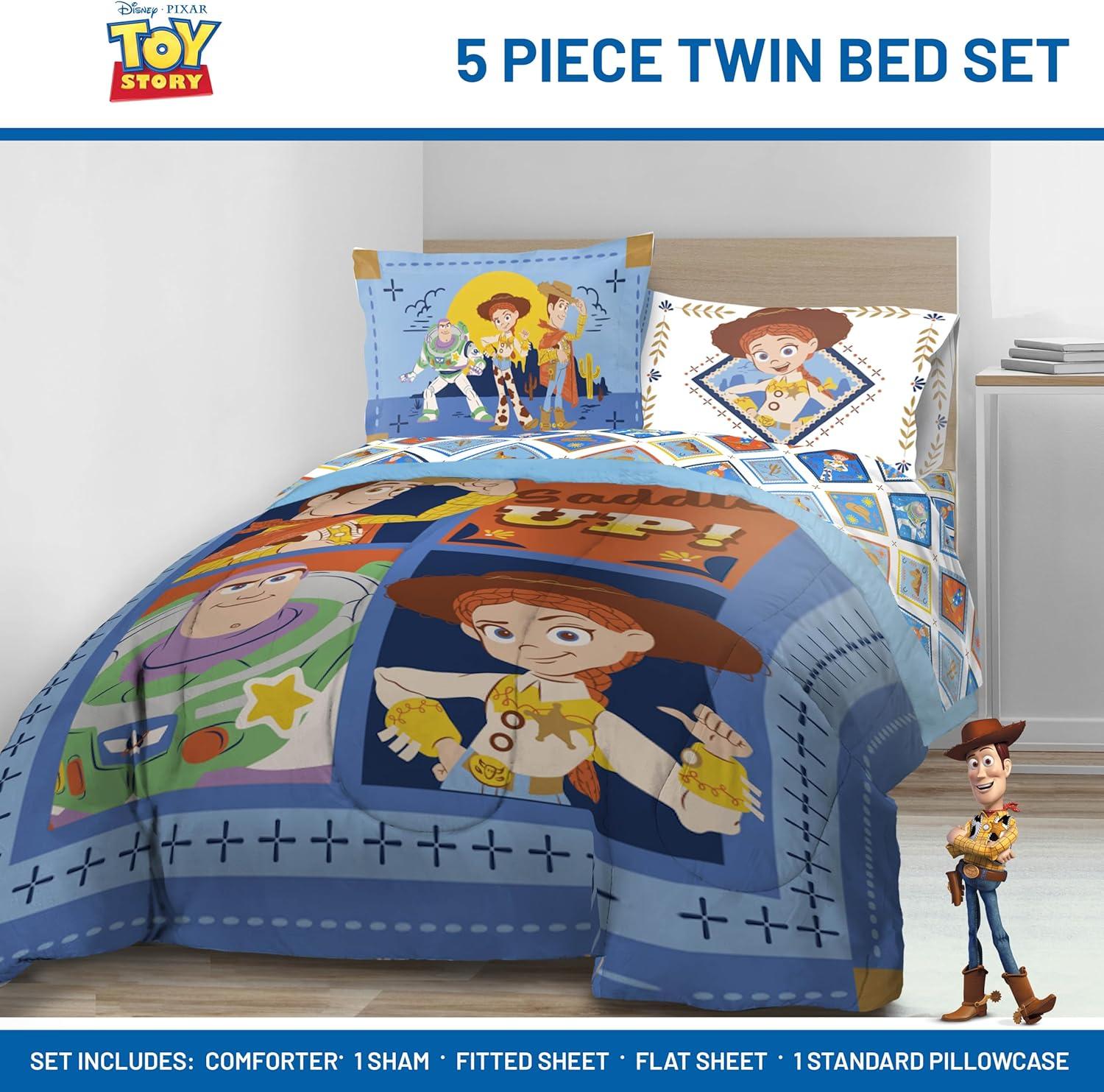 imageJay Franco Kids Comforter Set Includes Sheets and Pillow Covers Soft and Cozy Bed Set for Stylish Room Decor Blue Bluey 5 Piece Twin Size BeddingBlue Toy Story