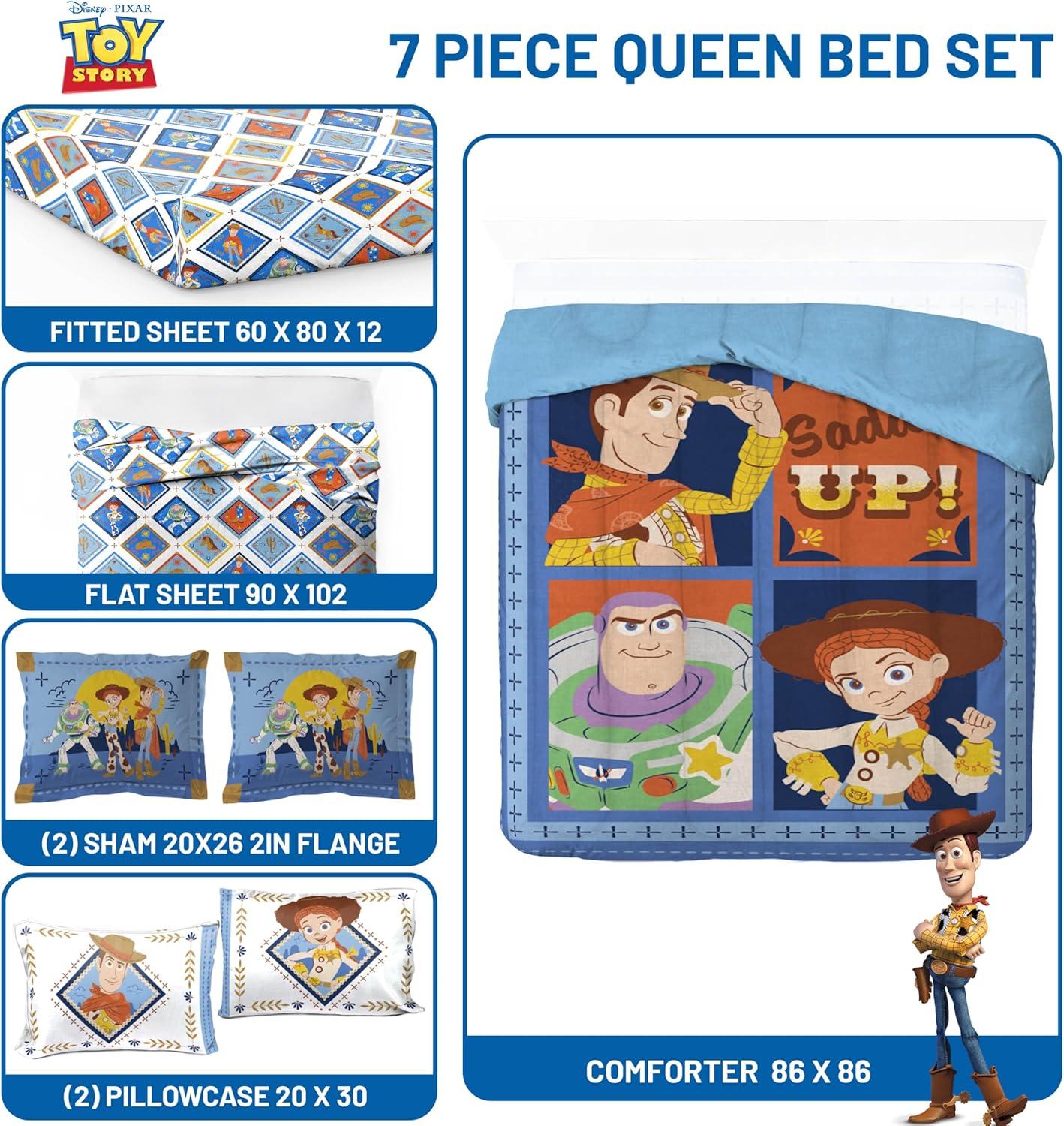 imageJay Franco Kids Comforter Set Includes Sheets and Pillow Covers Soft and Cozy Bed Set for Stylish Room Decor Blue Bluey 5 Piece Twin Size BeddingBlue Toy Story