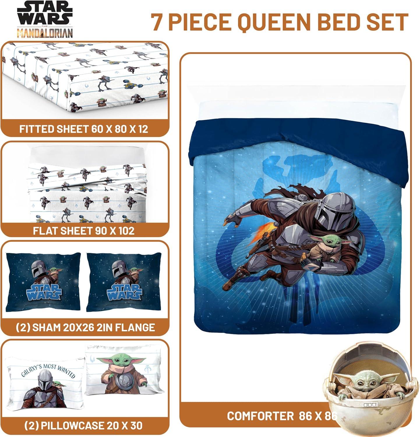 imageJay Franco Kids Comforter Set Includes Sheets and Pillow Covers Soft and Cozy Bed Set for Stylish Room Decor Blue Bluey 5 Piece Twin Size BeddingBlue the Mandalorian