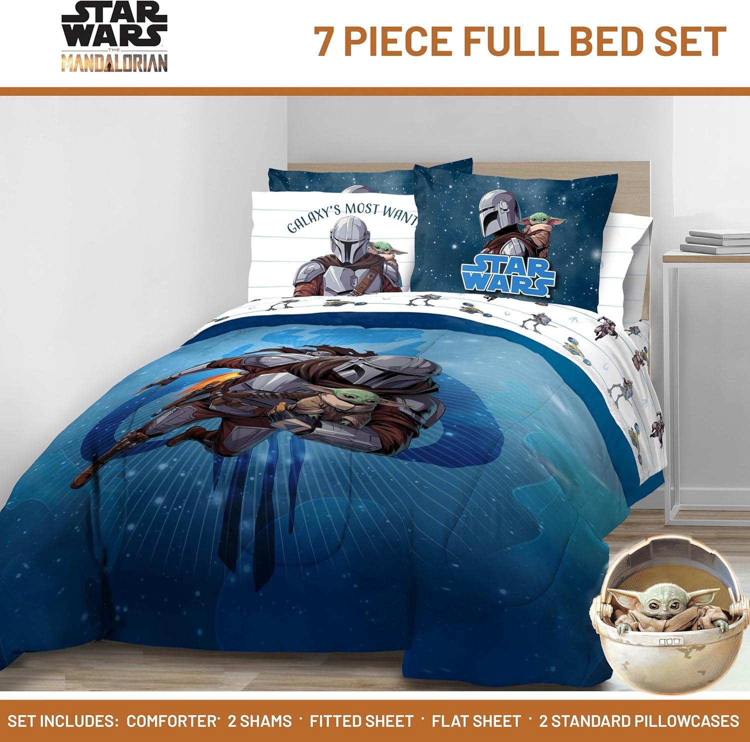 imageJay Franco Kids Comforter Set Includes Sheets and Pillow Covers Soft and Cozy Bed Set for Stylish Room Decor Blue Bluey 5 Piece Twin Size BeddingBlue the Mandalorian