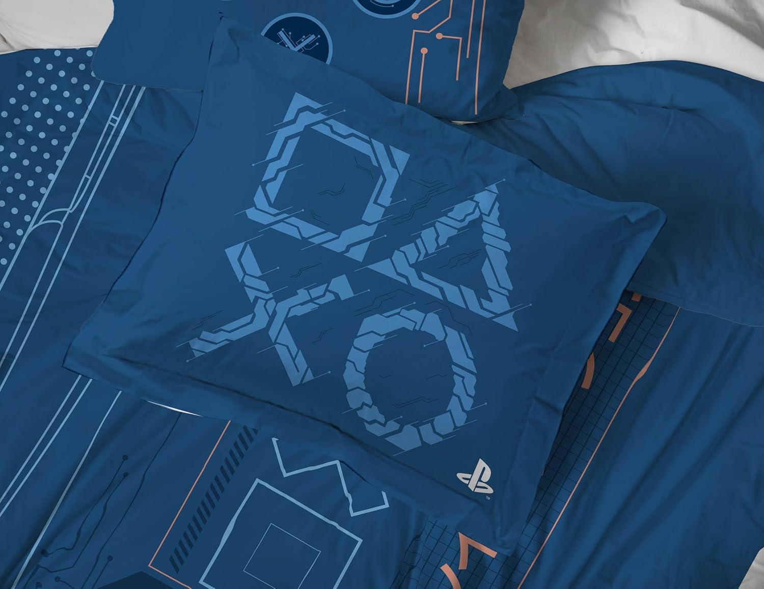 imageJay Franco Kids Comforter Set Includes Sheets and Pillow Covers Soft and Cozy Bed Set for Stylish Room Decor Blue Bluey 5 Piece Twin Size BeddingBlue Playstation