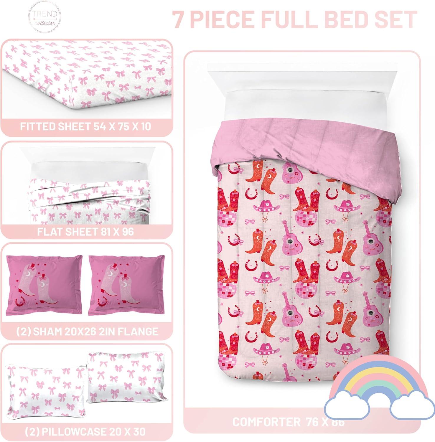 imageJay Franco Kids Comforter Set Includes Sheets and Pillow Covers Soft and Cozy Bed Set for Stylish Room Decor Blue Bluey 5 Piece Twin Size BeddingPink Cowgirl