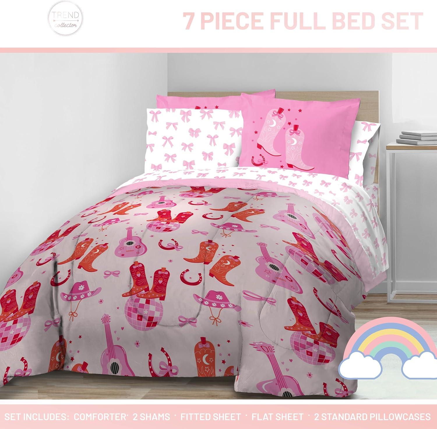 imageJay Franco Kids Comforter Set Includes Sheets and Pillow Covers Soft and Cozy Bed Set for Stylish Room Decor Blue Bluey 5 Piece Twin Size BeddingPink Cowgirl
