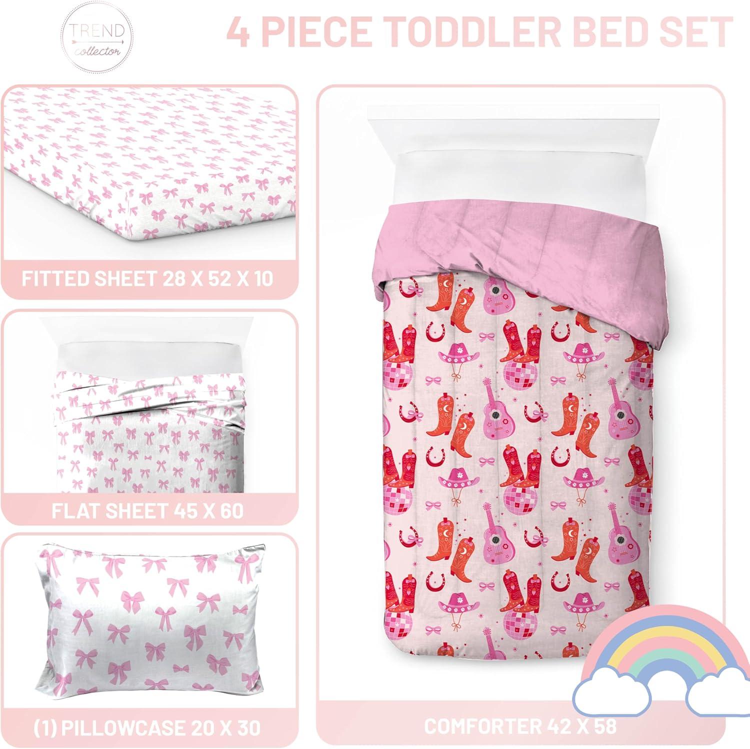 imageJay Franco Kids Comforter Set Includes Sheets and Pillow Covers Soft and Cozy Bed Set for Stylish Room Decor Blue Bluey 5 Piece Twin Size BeddingPink Cowgirl