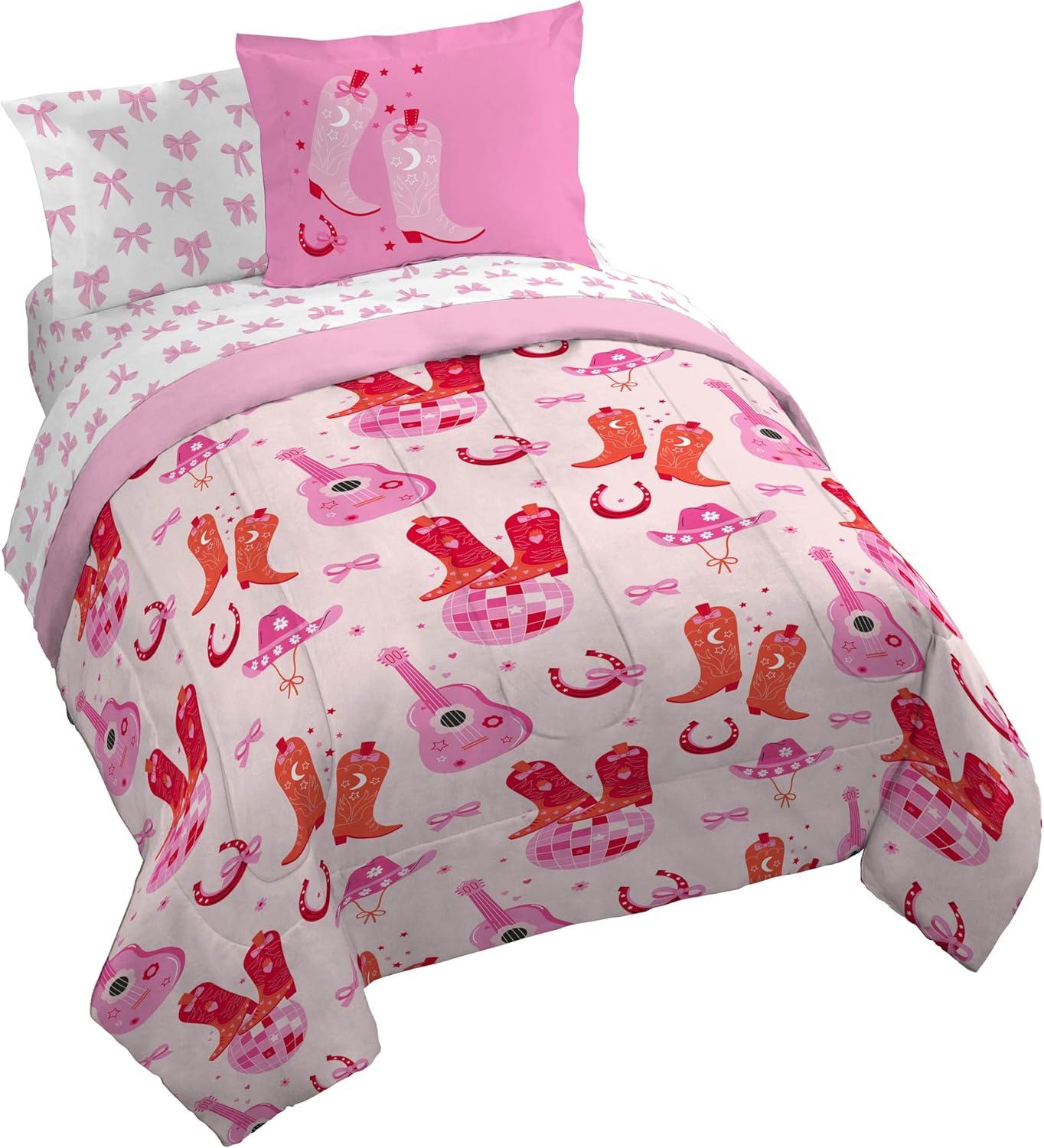 imageJay Franco Kids Comforter Set Includes Sheets and Pillow Covers Soft and Cozy Bed Set for Stylish Room Decor Blue Bluey 5 Piece Twin Size BeddingPink Cowgirl