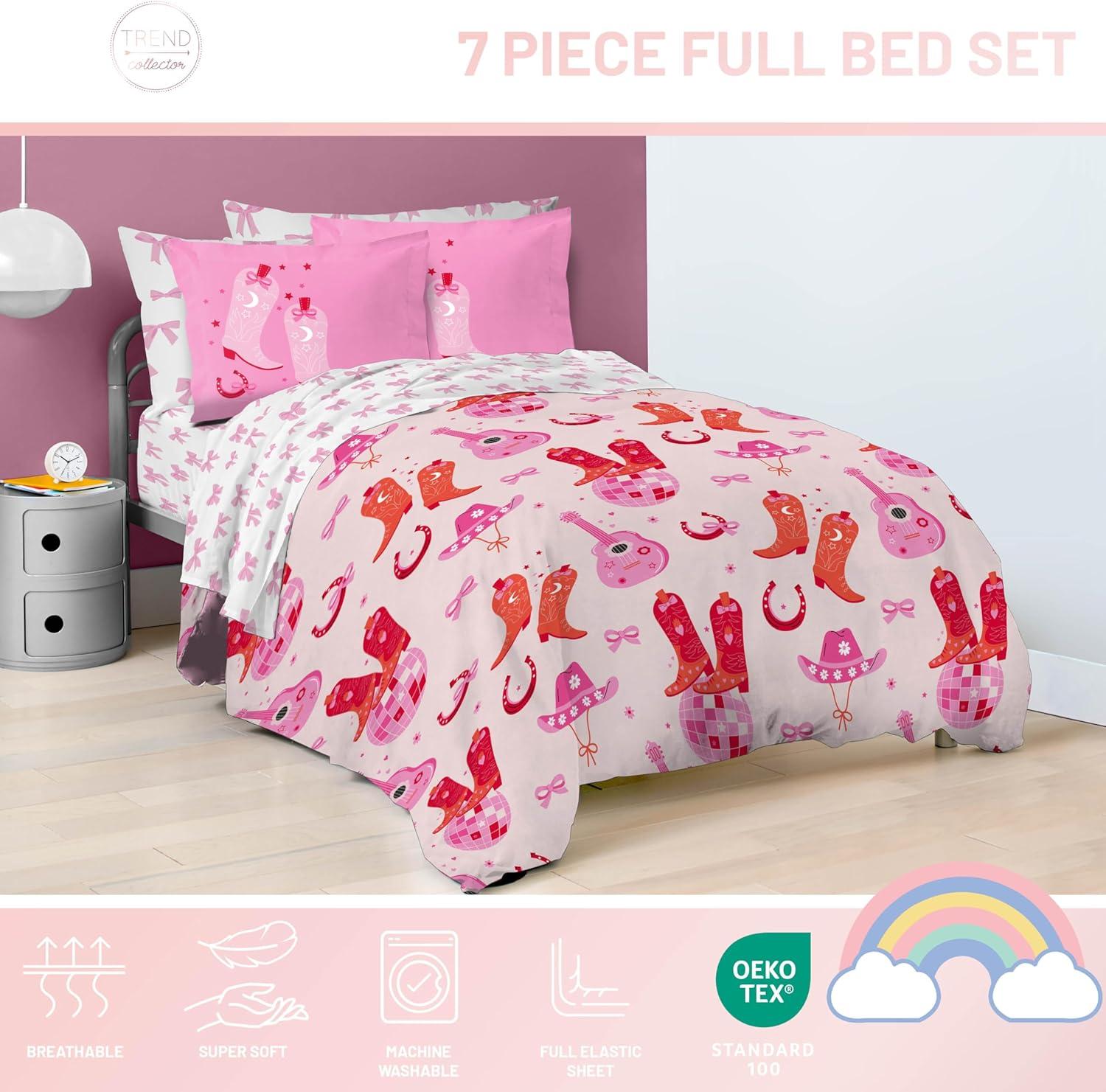 imageJay Franco Kids Comforter Set Includes Sheets and Pillow Covers Soft and Cozy Bed Set for Stylish Room Decor Blue Bluey 5 Piece Twin Size BeddingPink Cowgirl