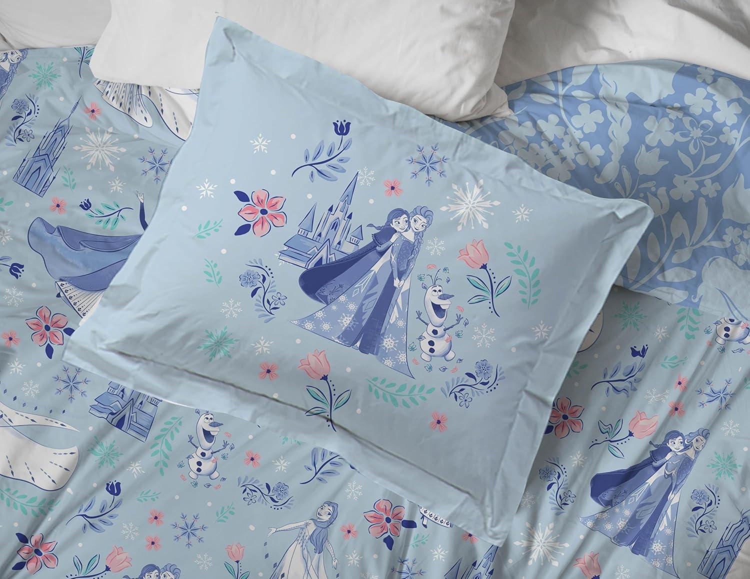 imageJay Franco Kids Duvet Cover Set 3 Piece Super Soft Bedding with Sham Pillowcase Cover ONLY Comforter Not Included Multi Bluey QueenBlue Frozen