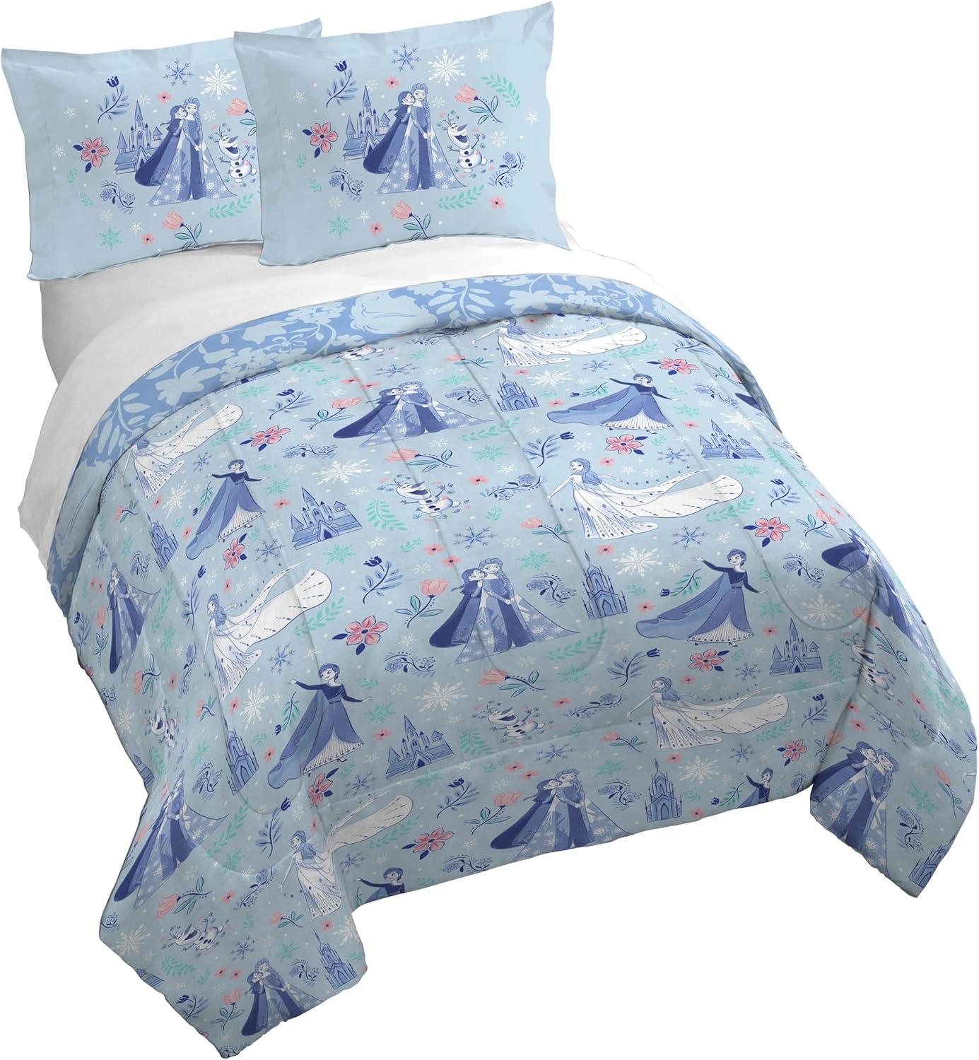 imageJay Franco Kids Duvet Cover Set 3 Piece Super Soft Bedding with Sham Pillowcase Cover ONLY Comforter Not Included Multi Bluey QueenBlue Frozen