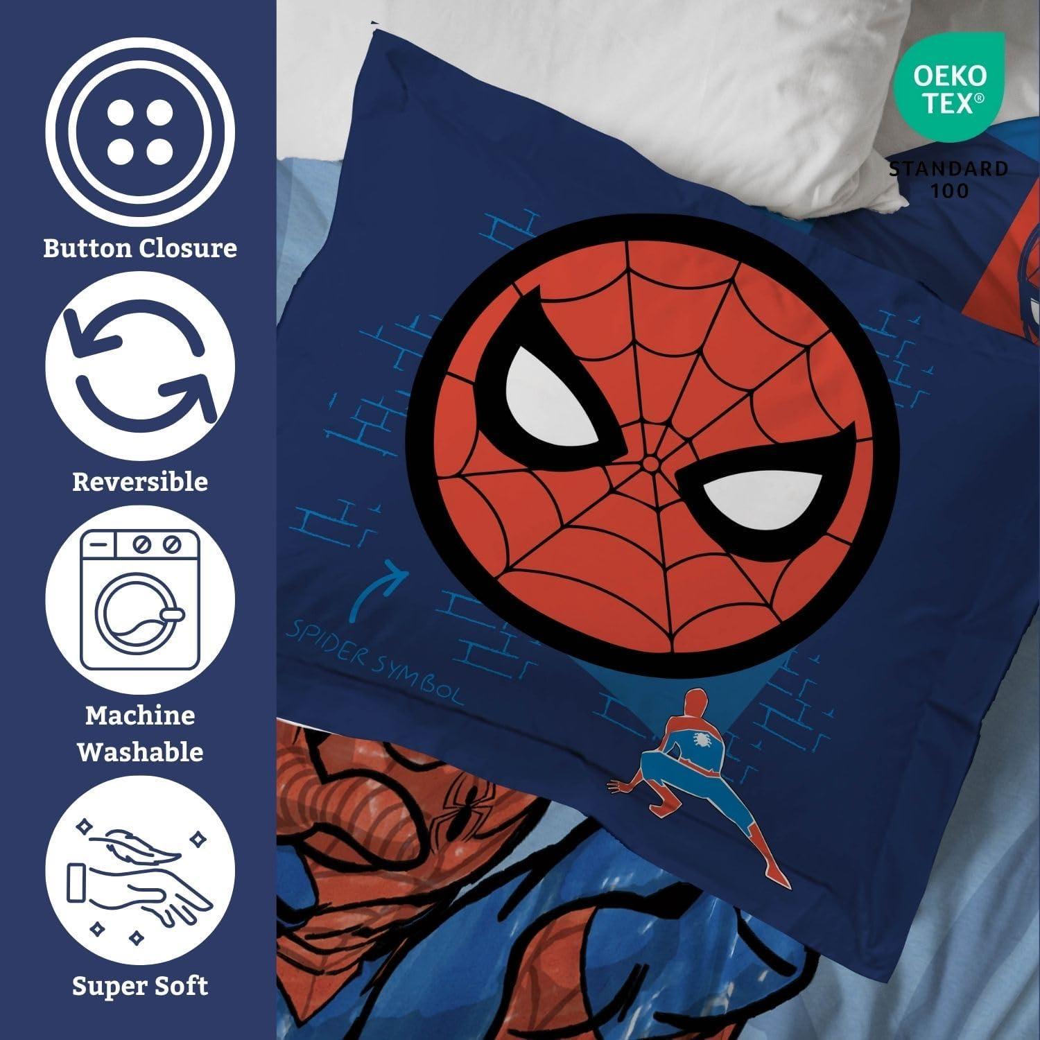 imageJay Franco Kids Duvet Cover Set 3 Piece Super Soft Bedding with Sham Pillowcase Cover ONLY Comforter Not Included Multi Bluey QueenBlue Spiderman