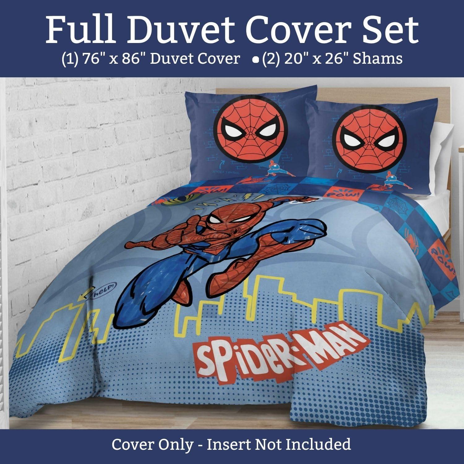 imageJay Franco Kids Duvet Cover Set 3 Piece Super Soft Bedding with Sham Pillowcase Cover ONLY Comforter Not Included Multi Bluey QueenBlue Spiderman