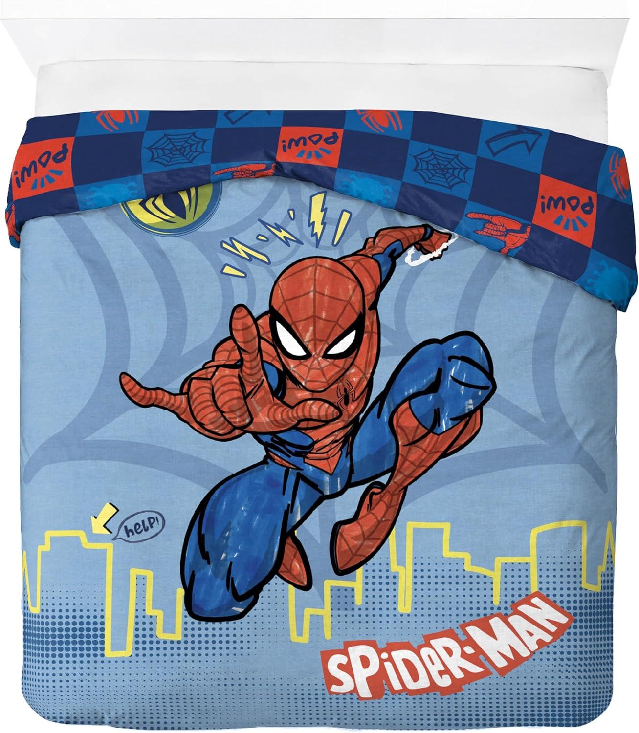 imageJay Franco Kids Duvet Cover Set 3 Piece Super Soft Bedding with Sham Pillowcase Cover ONLY Comforter Not Included Multi Bluey QueenBlue Spiderman