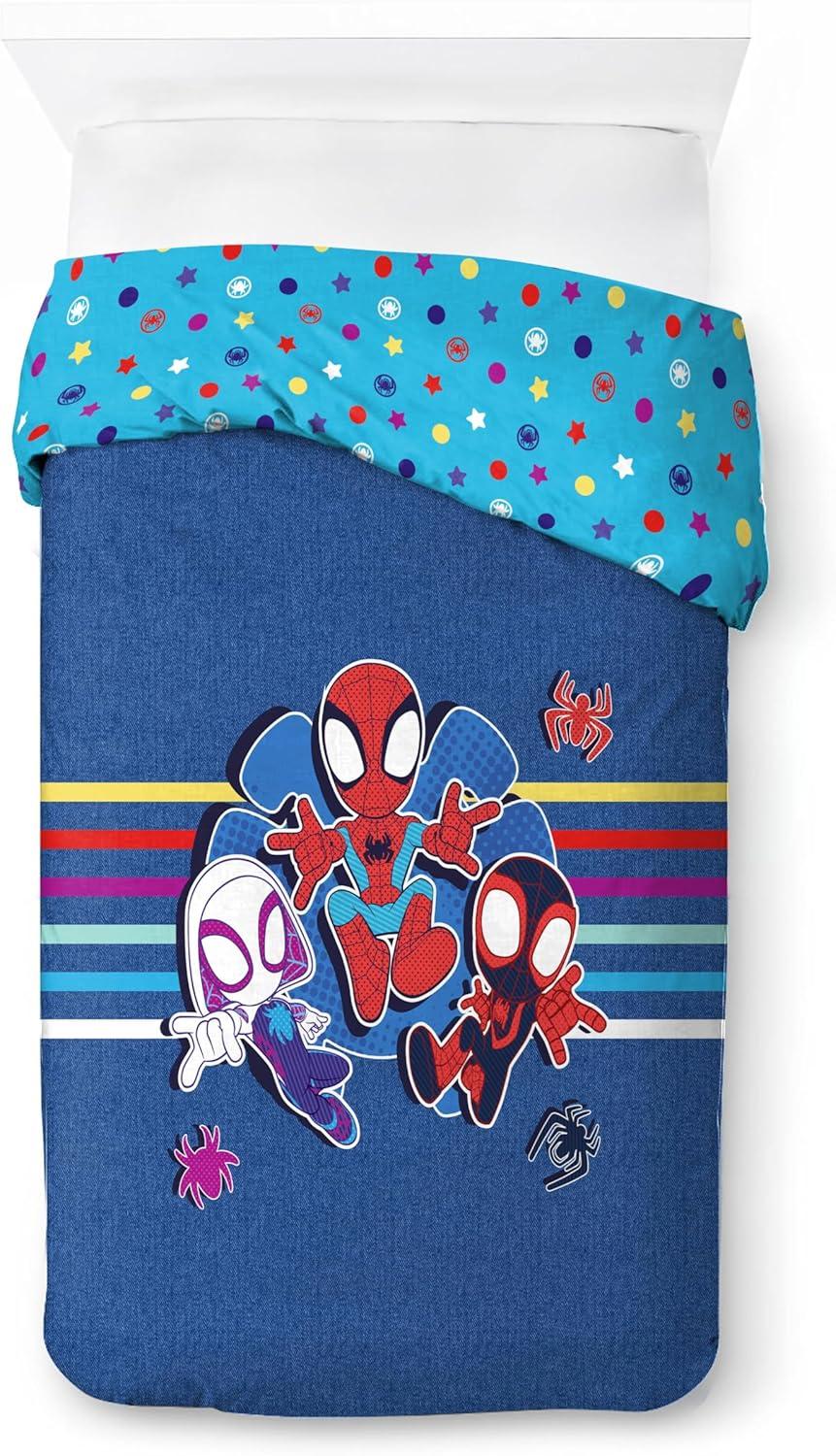 imageJay Franco Kids Duvet Cover Set 3 Piece Super Soft Bedding with Sham Pillowcase Cover ONLY Comforter Not Included Multi Bluey QueenBlue Spidey Friends