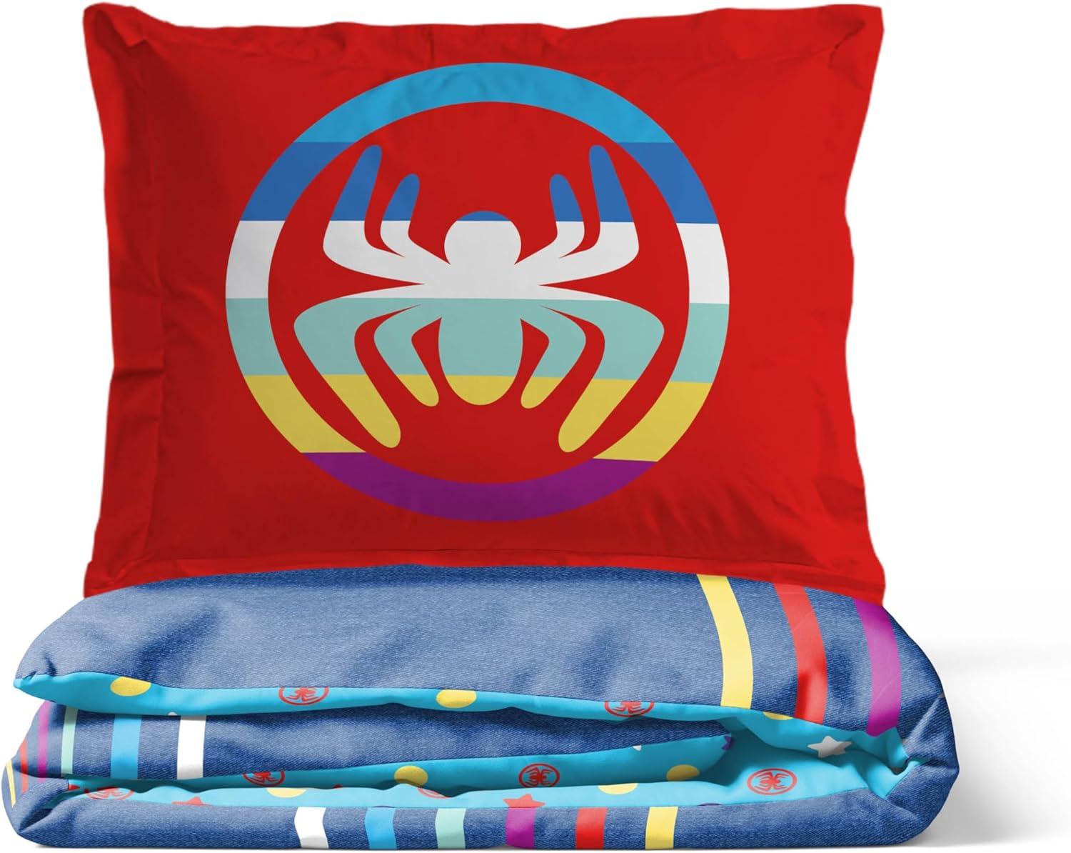 imageJay Franco Kids Duvet Cover Set 3 Piece Super Soft Bedding with Sham Pillowcase Cover ONLY Comforter Not Included Multi Bluey QueenBlue Spidey Friends