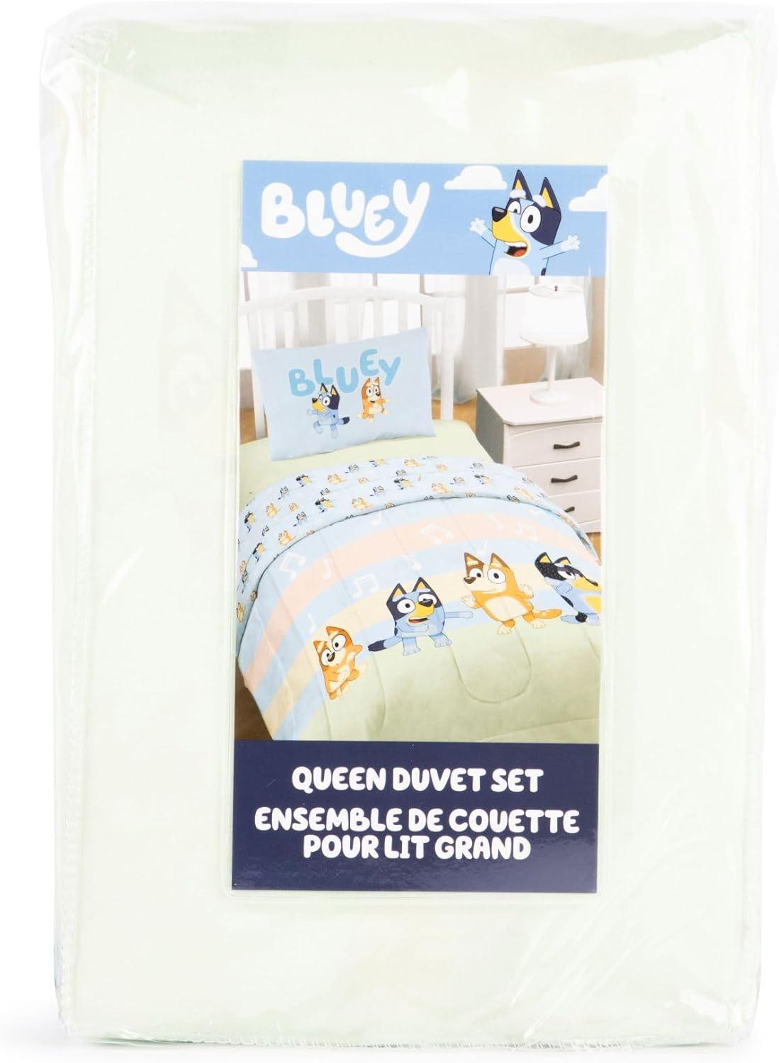 imageJay Franco Kids Duvet Cover Set 3 Piece Super Soft Bedding with Sham Pillowcase Cover ONLY Comforter Not Included Multi Bluey QueenMulti Bluey
